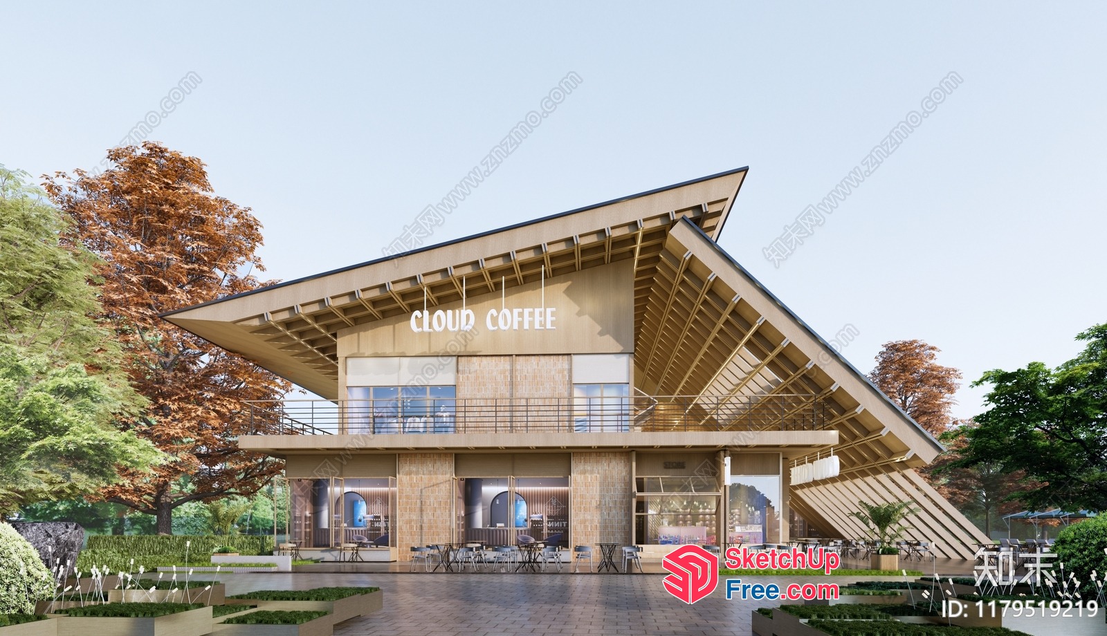 Cloud Coffee Shop Exterior 3D SketchUp File