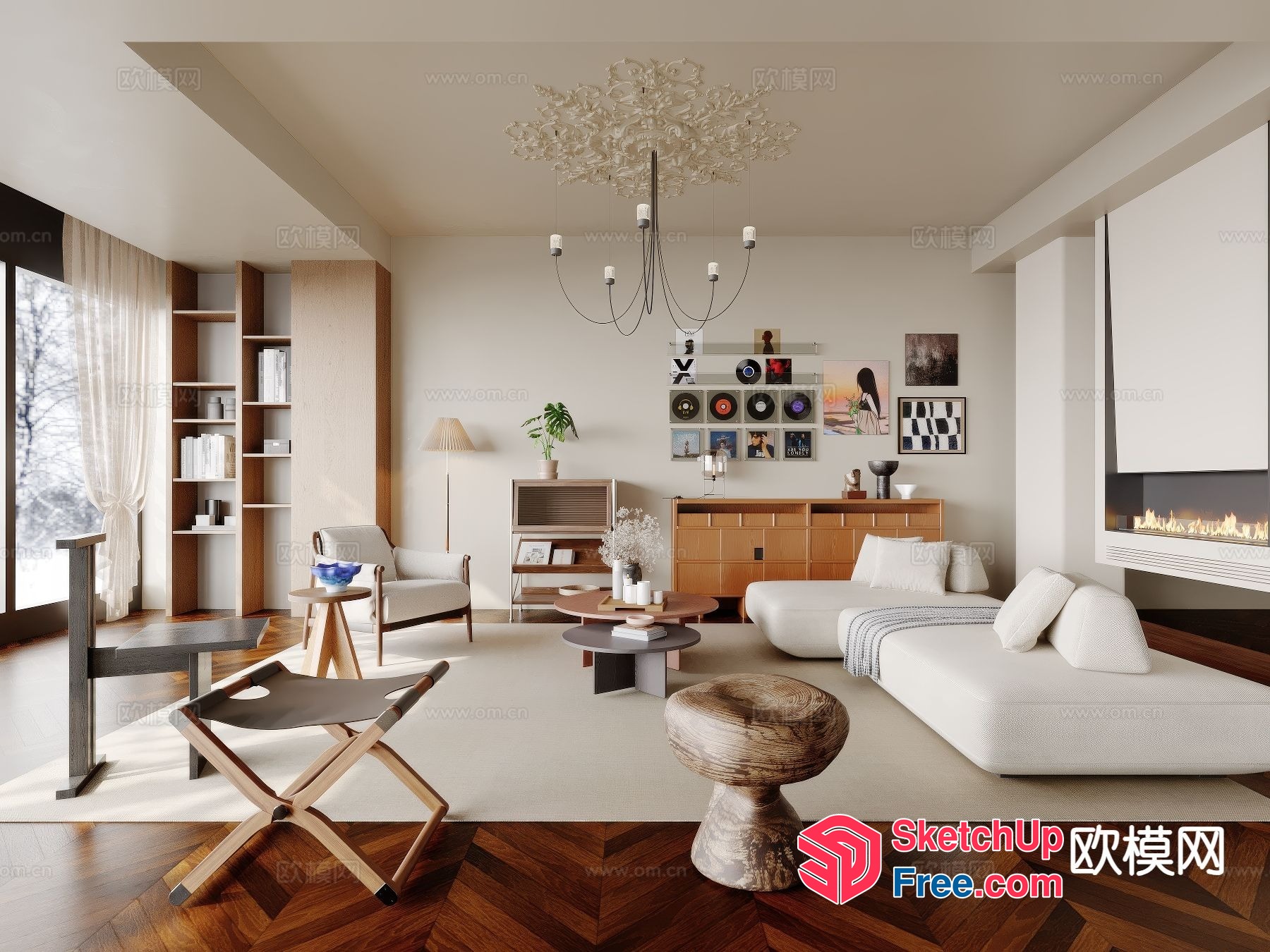 Modern Minimalist Living Room With Neutral Color Palette 3D SketchUp File