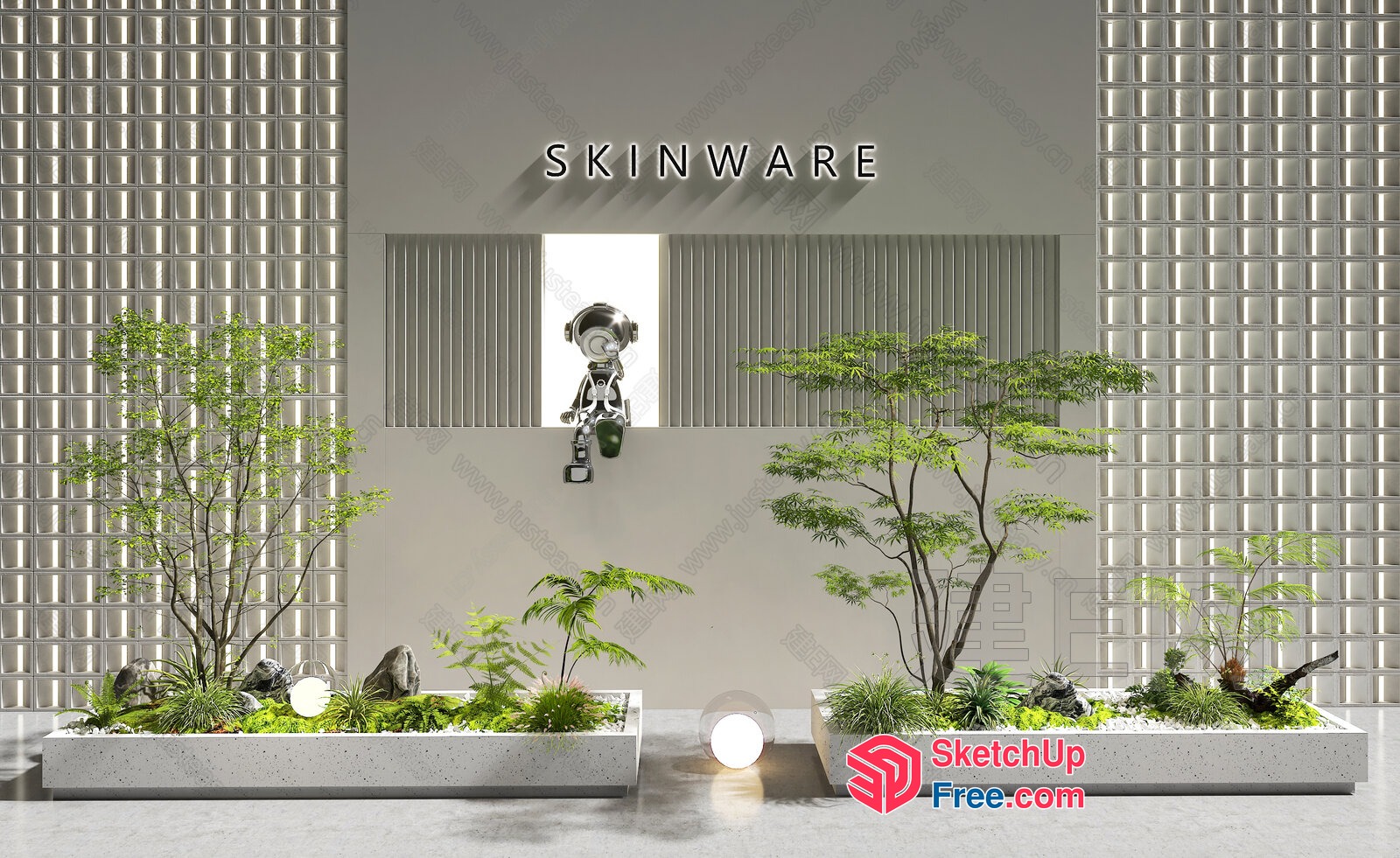 Modern Glass Brick Interior 3D SketchUp File
