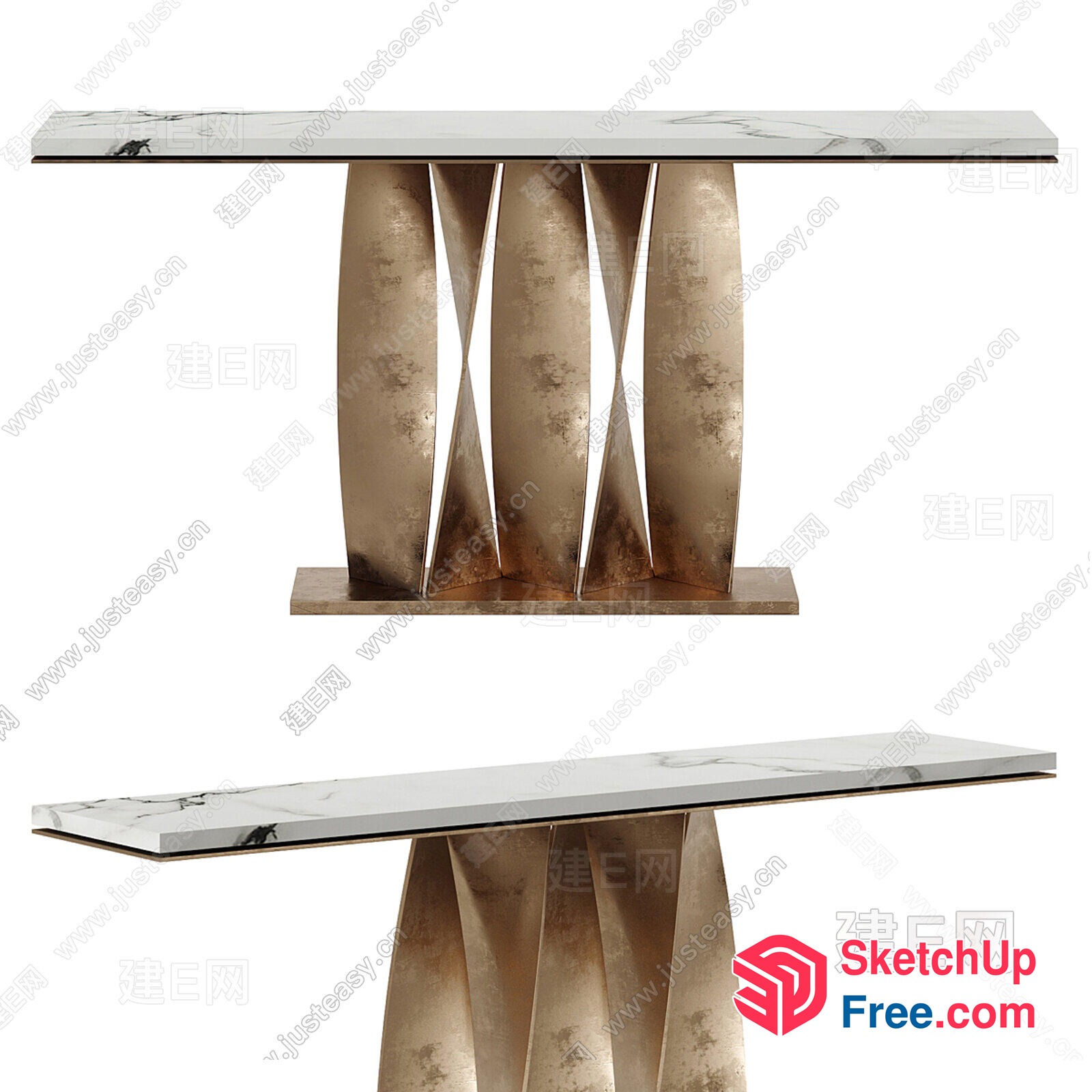 Modern Marble Top Console Table 3D SketchUp File