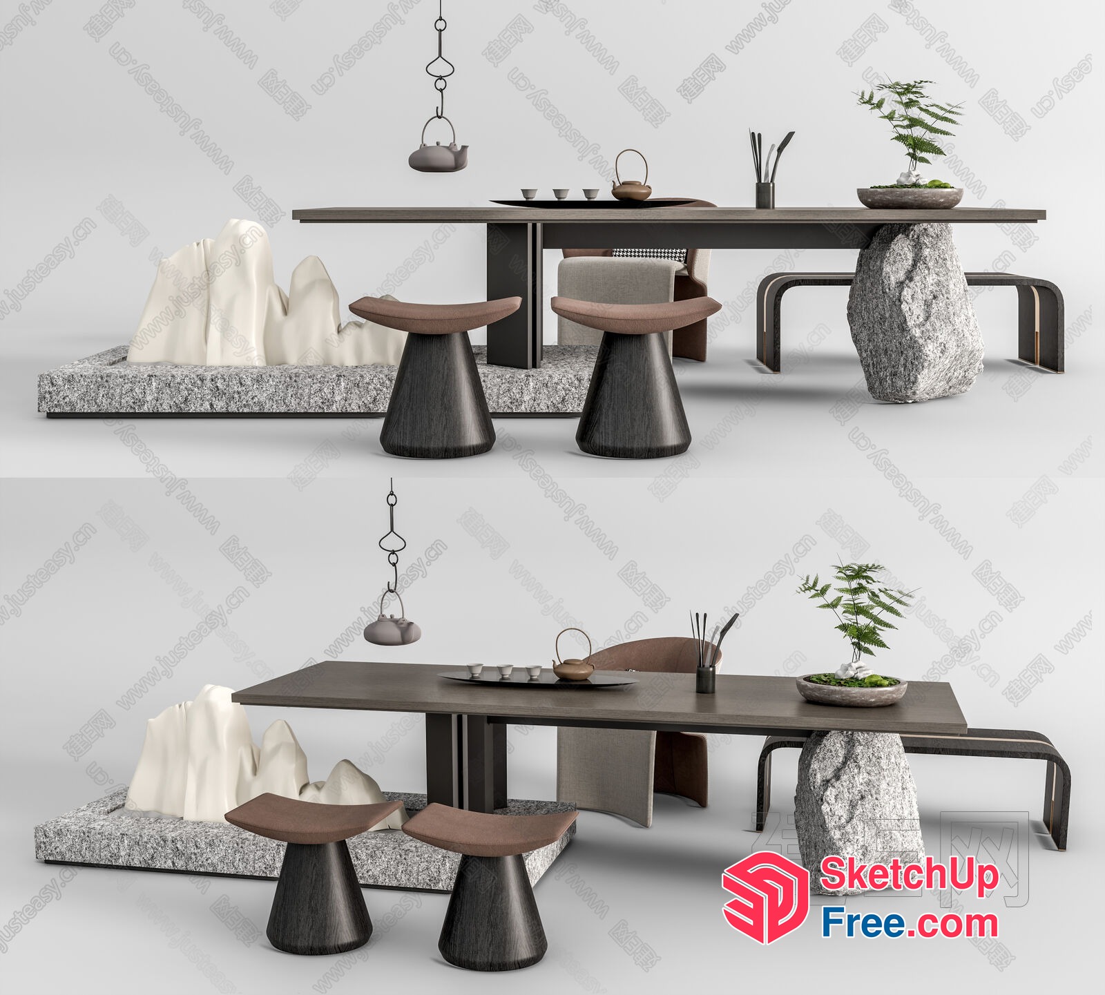 Modern Japanese-Inspired Living Space 3D SketchUp File