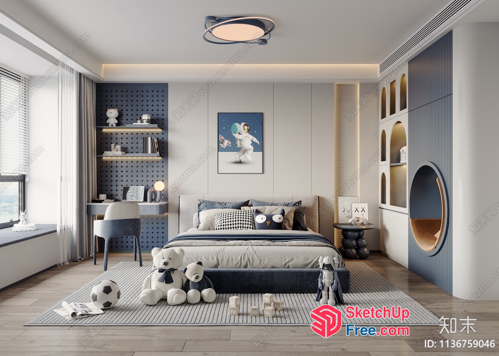 Modern Minimalist Bedroom Design With Playful Touches 3D SketchUp File