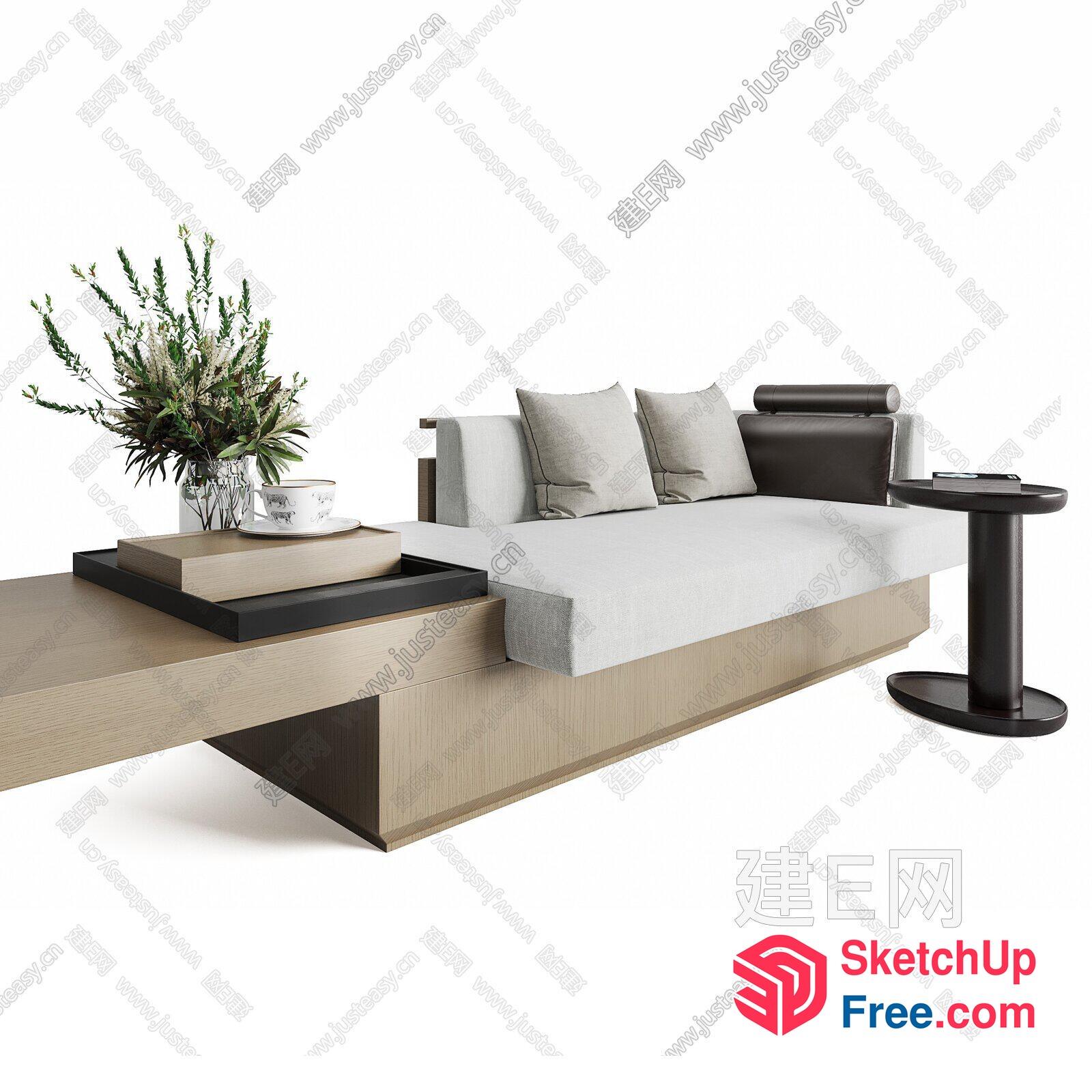 Minimalist Japanese-Style Living Room With Sleek Furniture And Natural Elements 3D SketchUp File