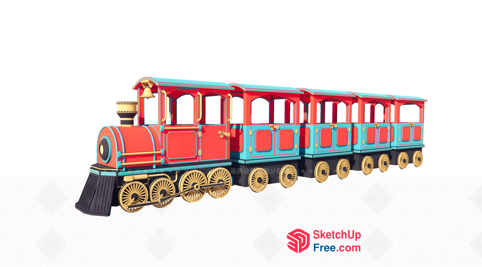 Classic Train Model With Vibrant Colors And Ornate Details 3D SketchUp File