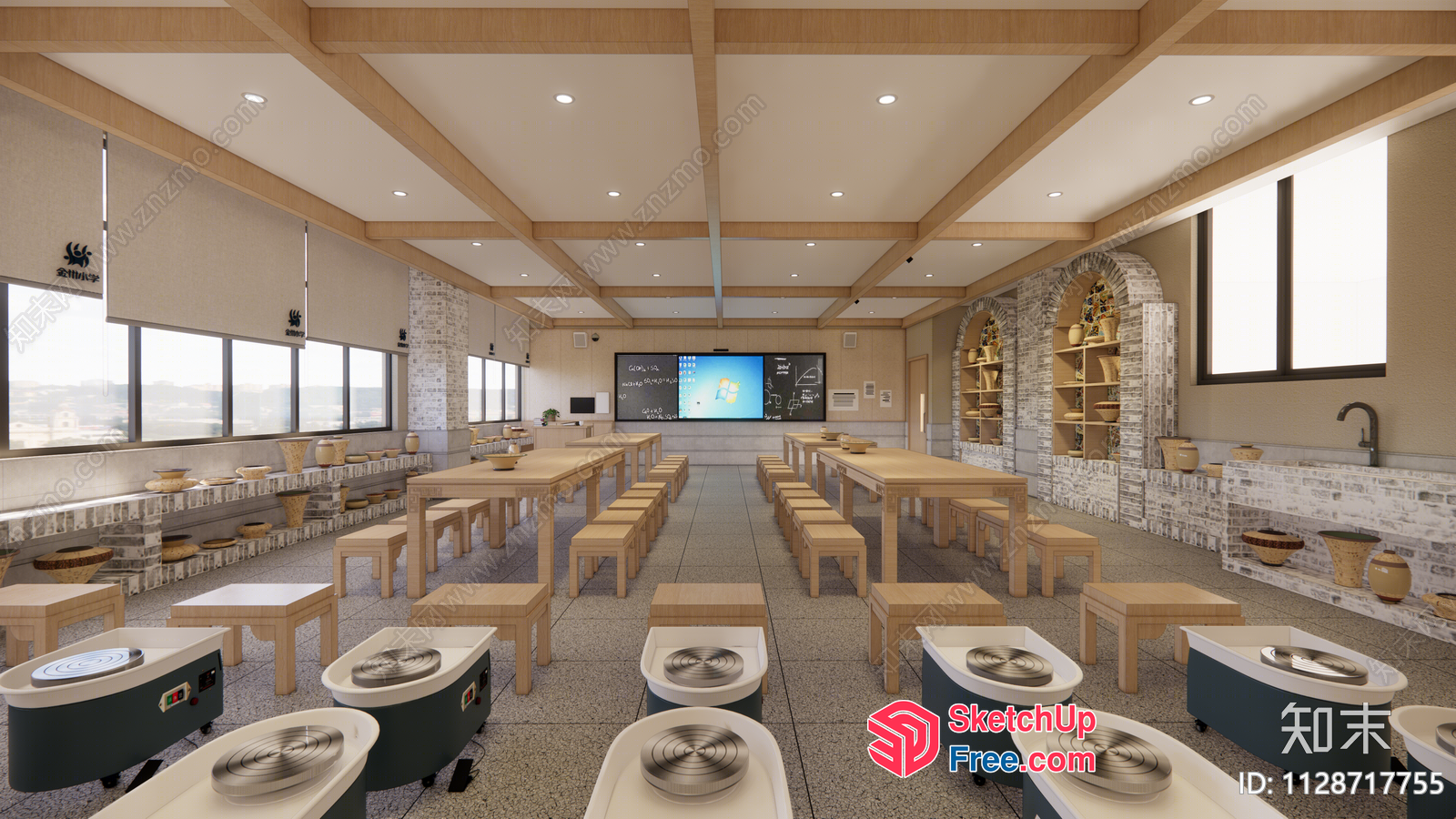 Modern Japanese-Style Restaurant Interior With Traditional Elements 3D SketchUp File