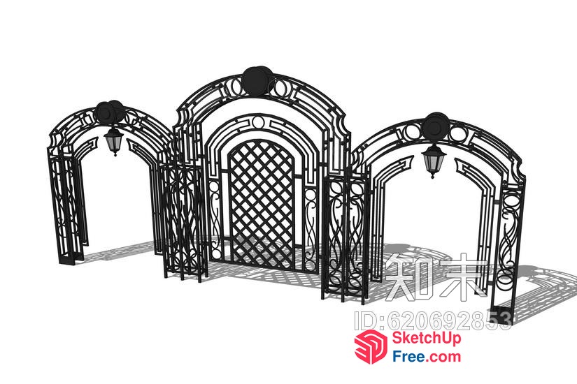 Ornate Metal Gate And Arches 3D SketchUp File