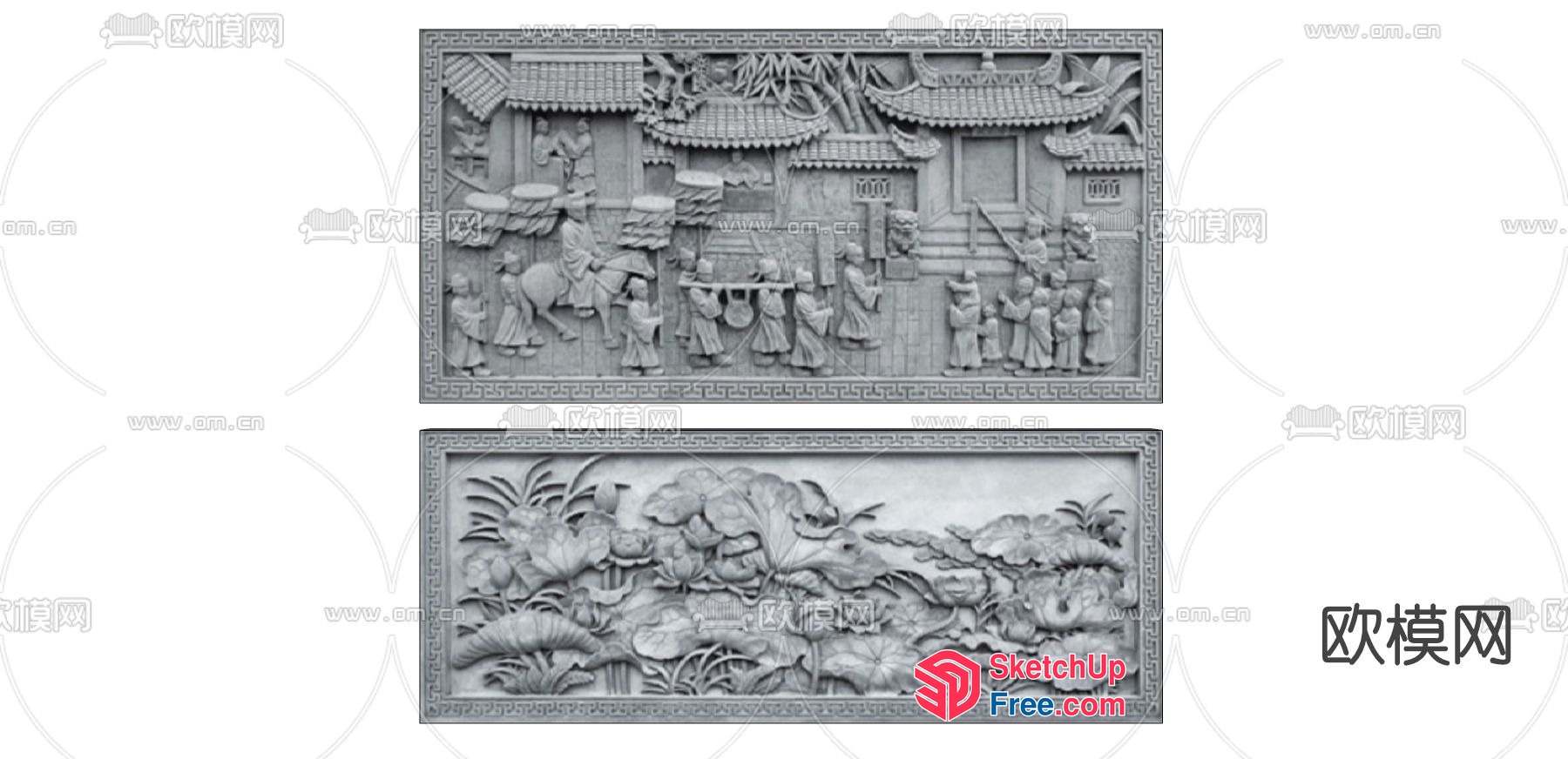 Asian-Inspired Carved Panel Artwork 3D SketchUp File