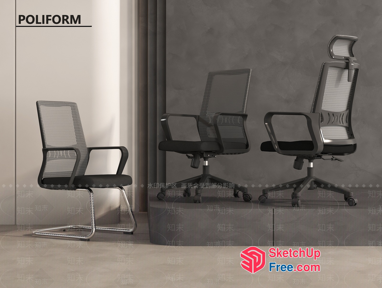 Modern Office Chair With Ergonomic Design And Adjustable Features 3D SketchUp File