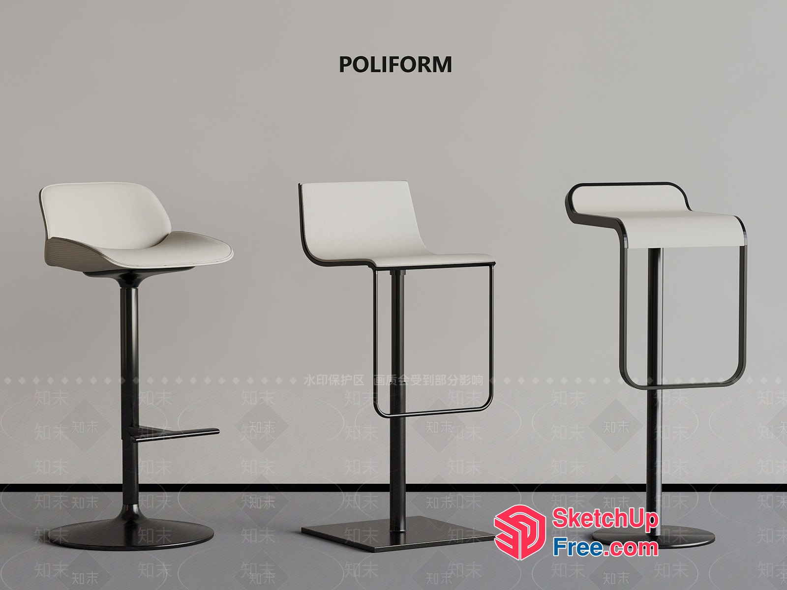 Modern Minimalist Bar Stools 3D SketchUp File