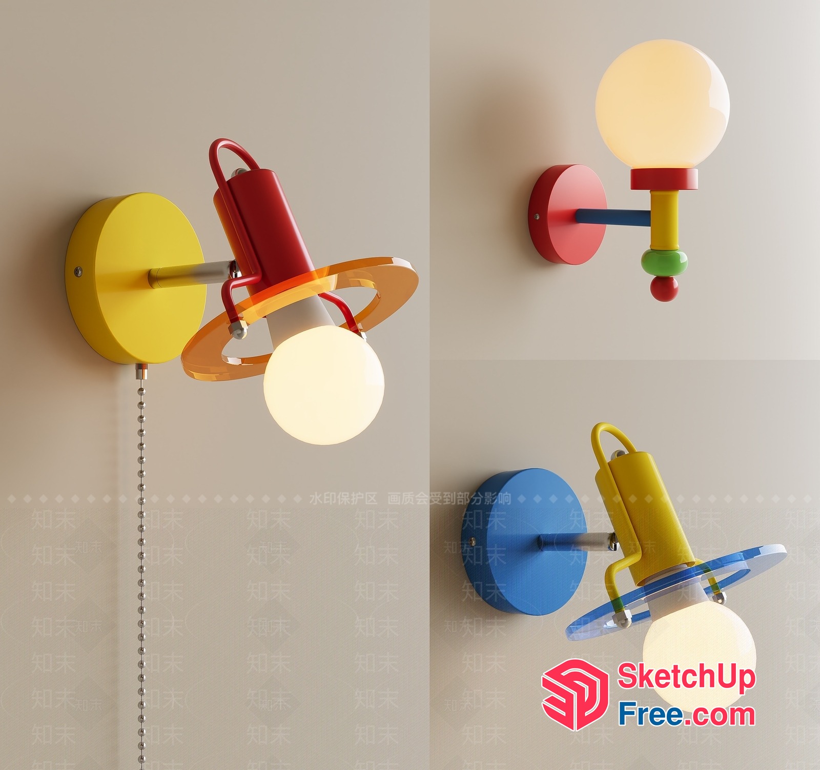Modern Wall Lights With Unique Design 3D SketchUp File