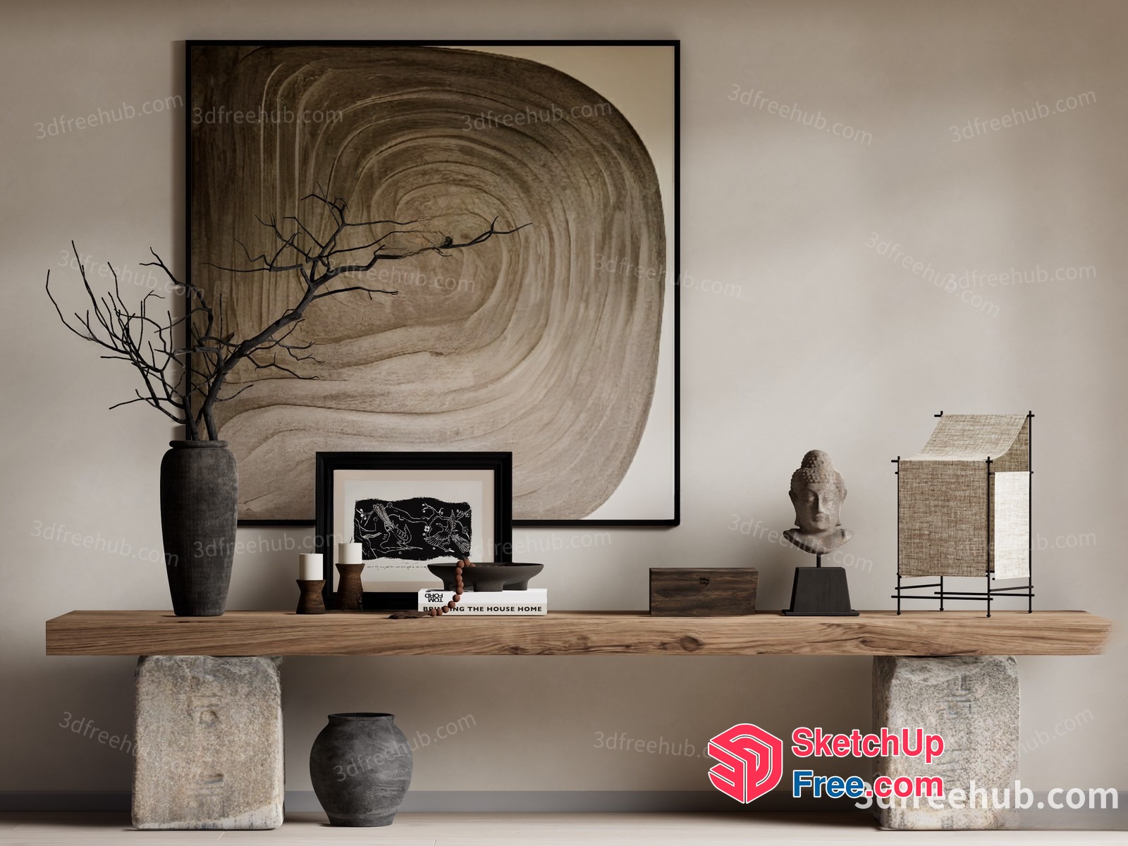 Japanese Style Home Decor With Minimalist And Wabi-Sabi Elements 3D SketchUp File