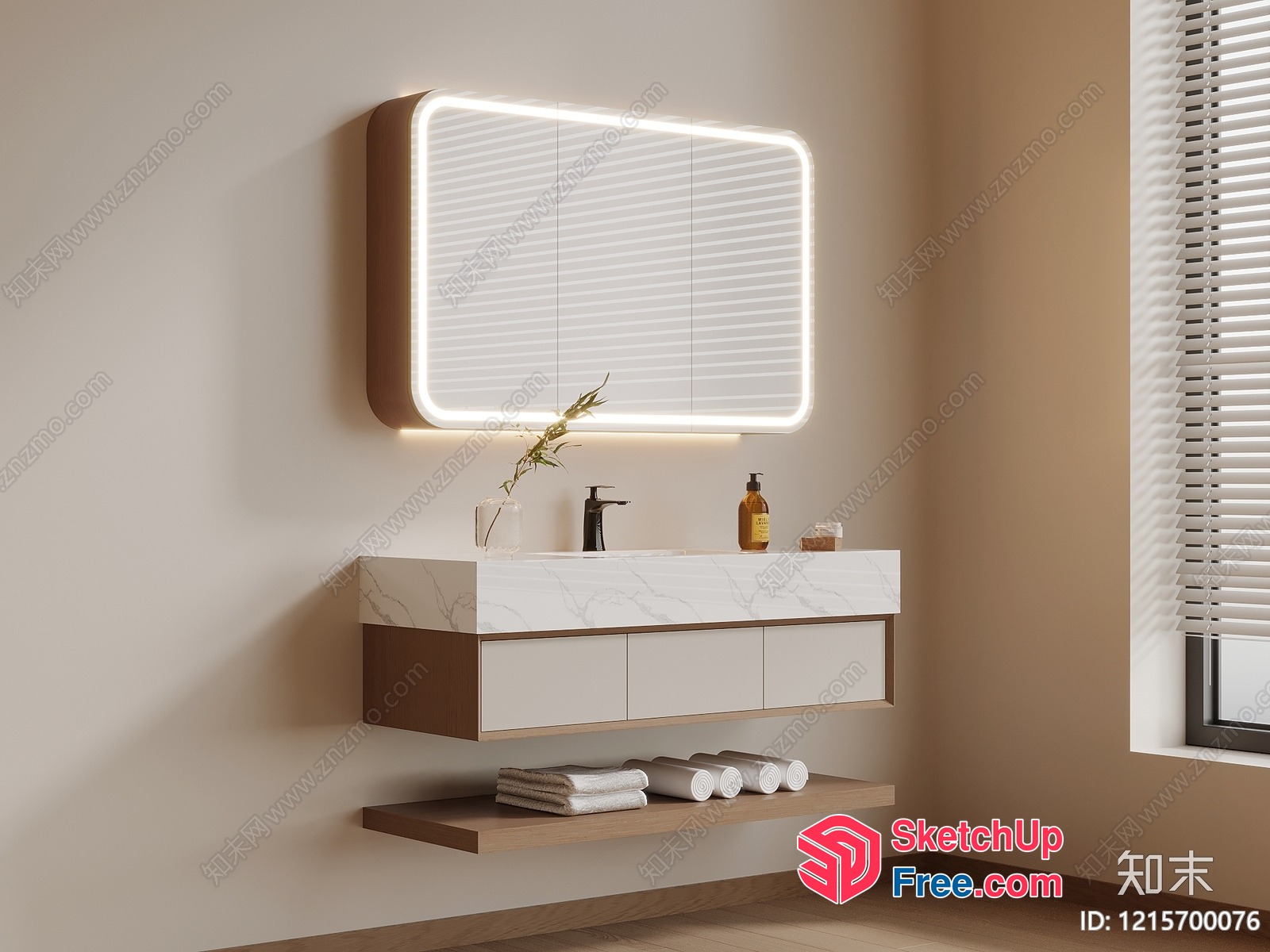 Modern Minimalist Bathroom Decor With Elegant Vanity And Mirror 3D SketchUp File