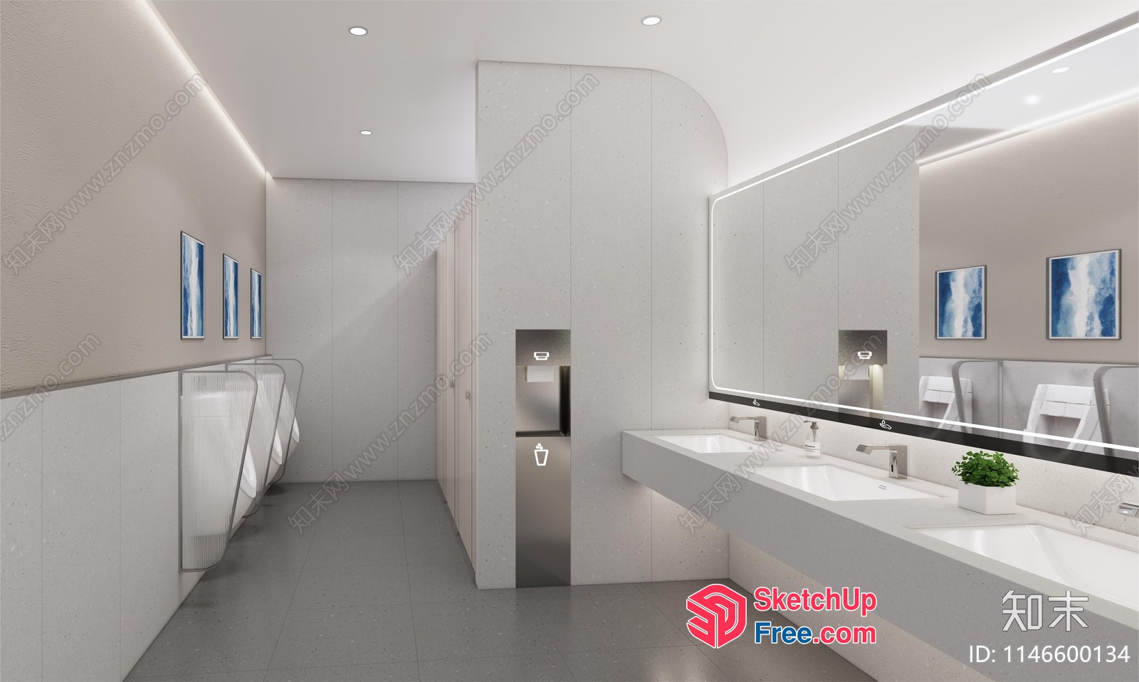 Modern Bathroom Interior With Sleek Fixtures And Minimalist Decor 3D SketchUp File