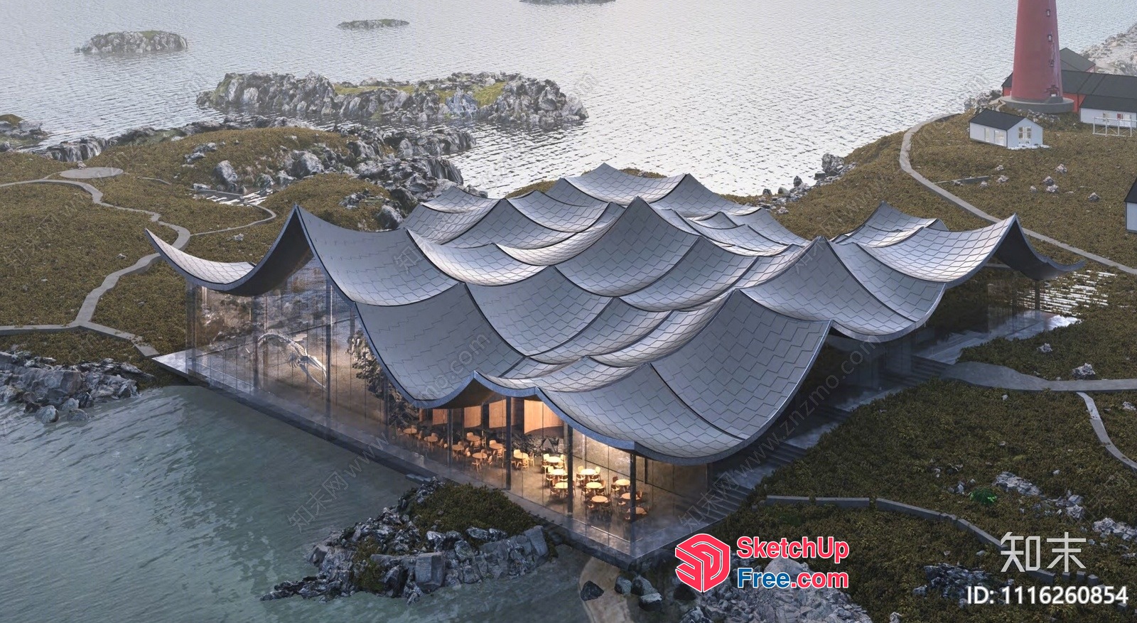 Japanese-Style Villa On The Coast 3D SketchUp File