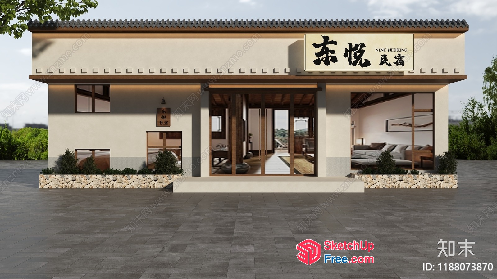 Traditional Asian-Inspired Wedding Venue 3D SketchUp File