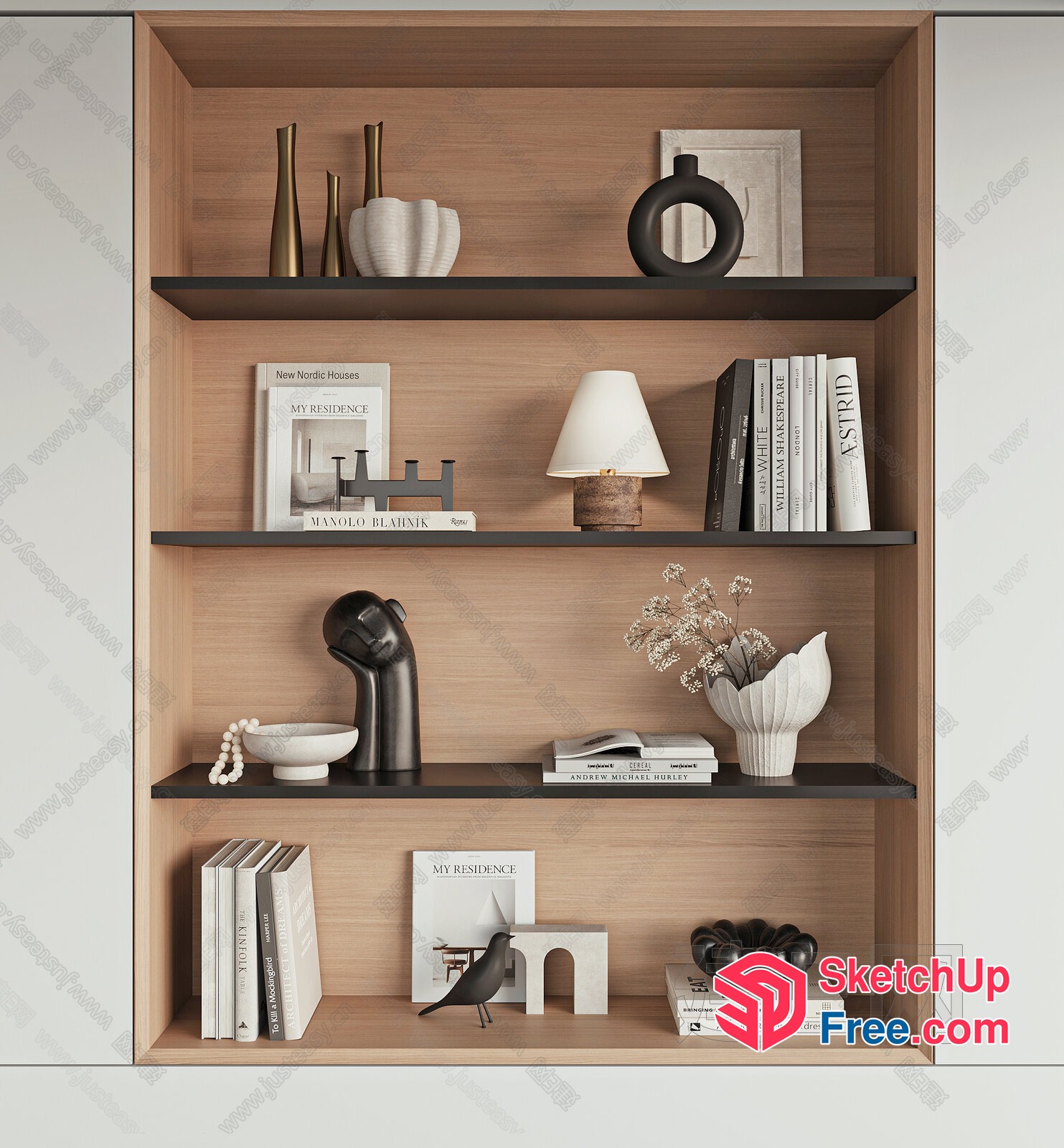 Modern Decorative Shelf With Black And White Items 3D SketchUp File