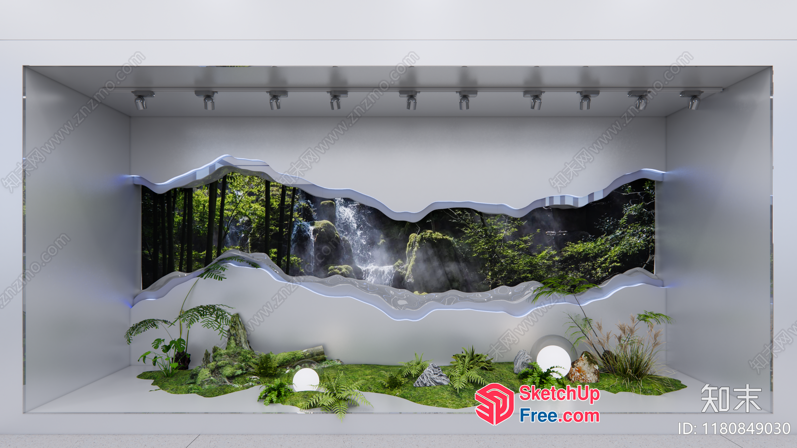 Serene Waterfall Oasis 3D SketchUp File
