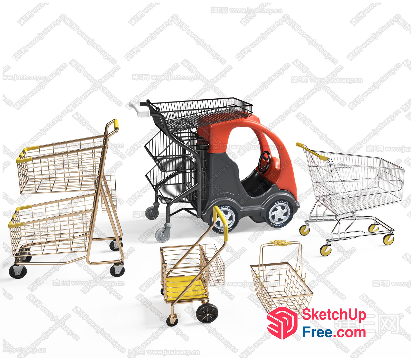 Shopping Carts In Various Styles And Sizes 3D SketchUp File