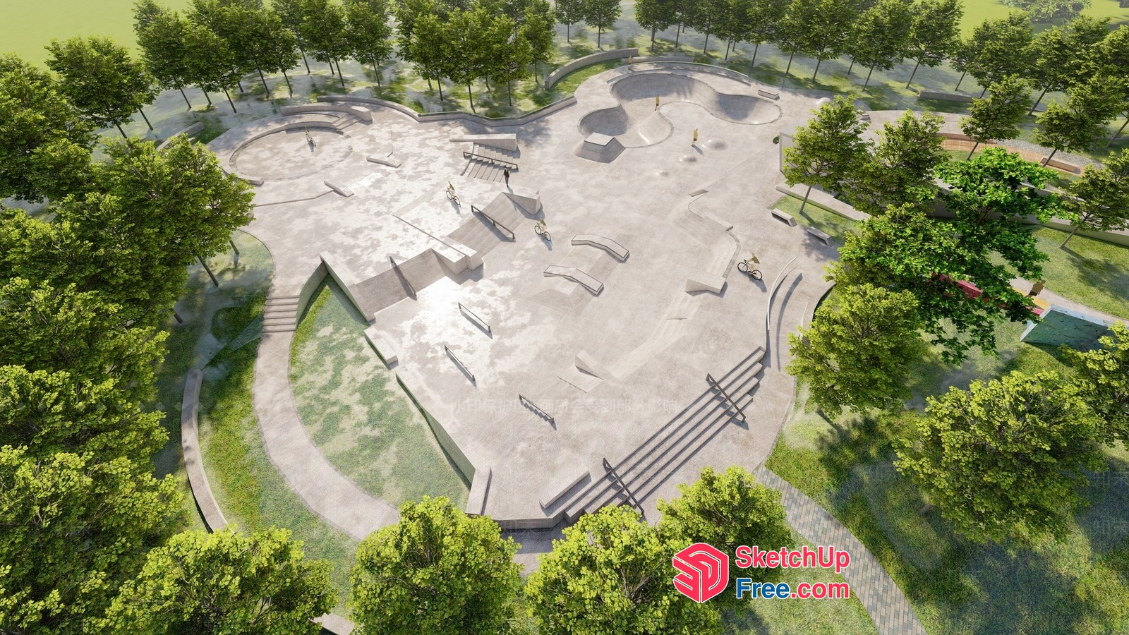 Concrete Skate Park With Unique Design Elements 3D SketchUp File