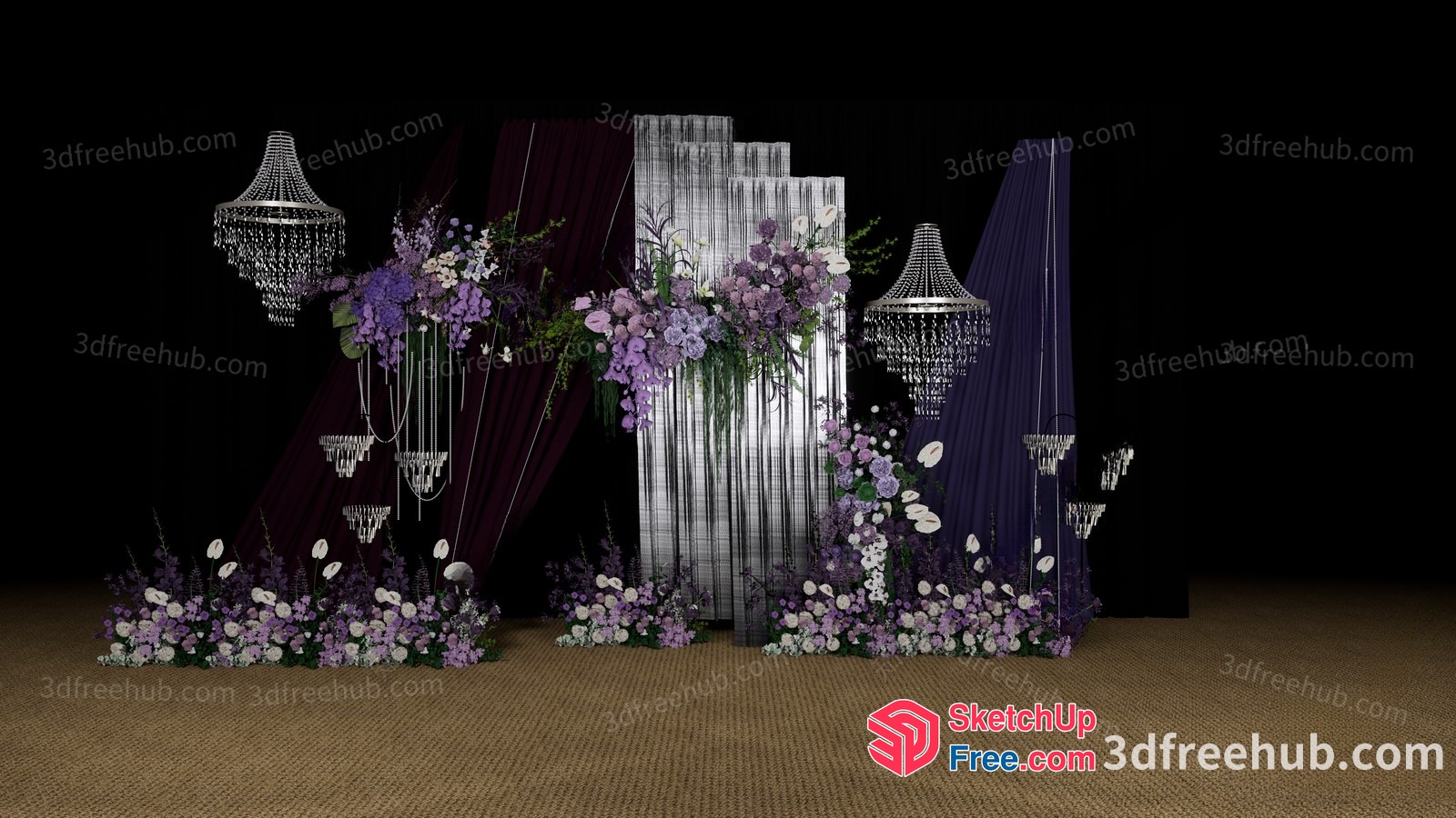 Lavish Purple Flower Arrangement 3D SketchUp File