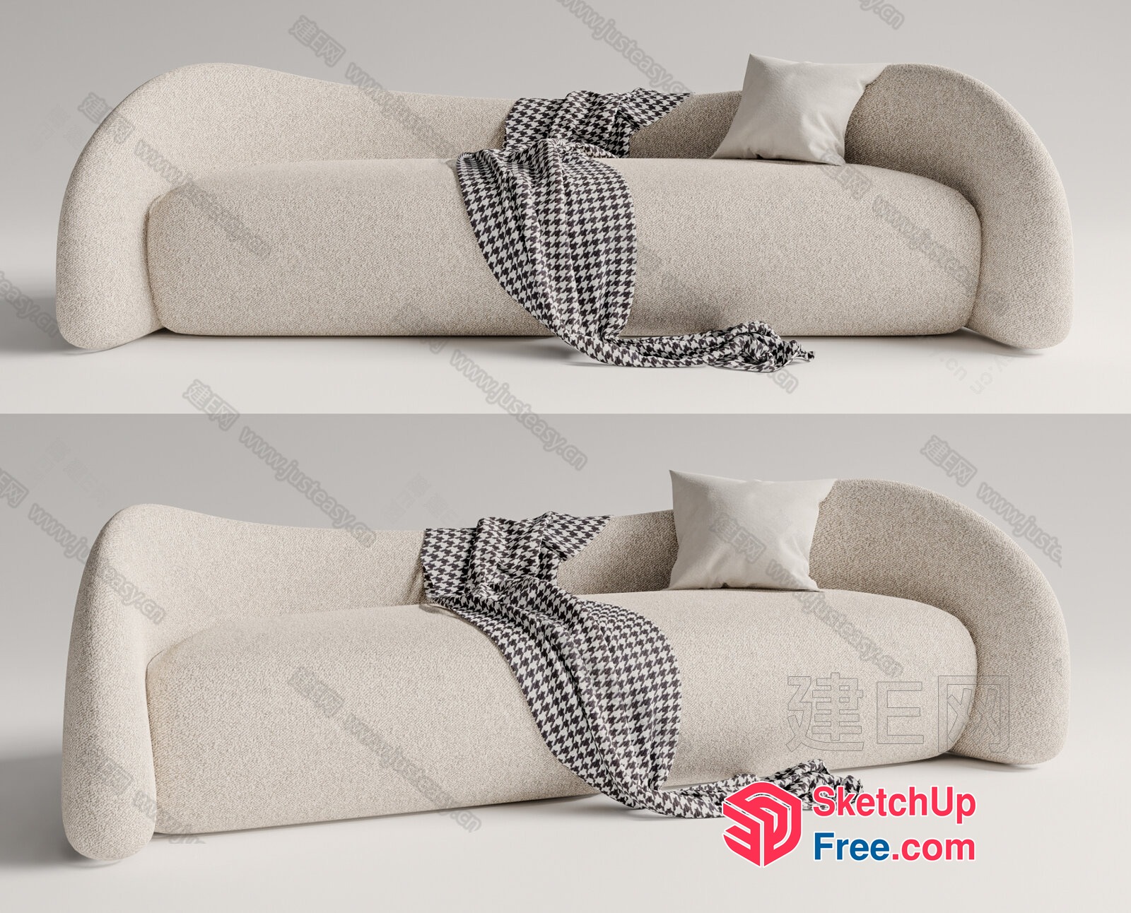 Modern Sofa With Pillows And Throw Blanket 3D SketchUp File