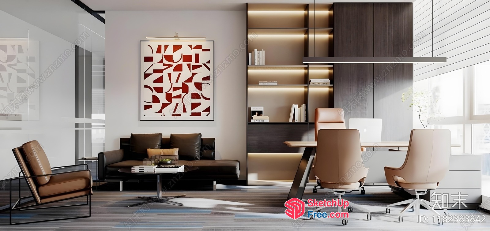 Modern Office Space With Sleek Furniture And Natural Light 3D SketchUp File