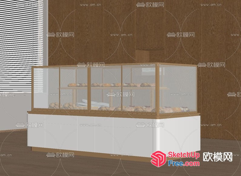 Modern Bakery Display Case With Glass Walls 3D SketchUp File