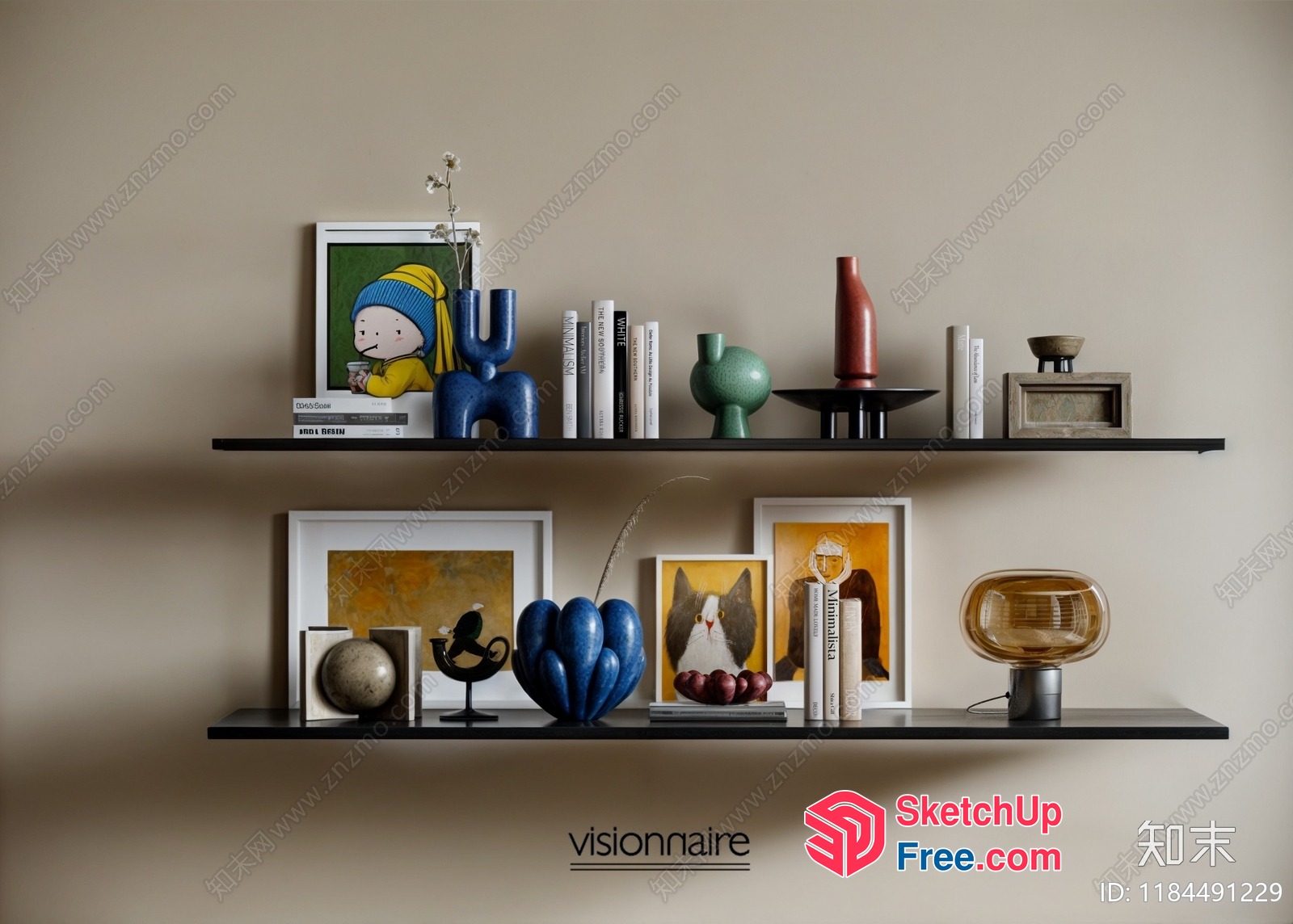 Decorative Shelf With Artistic And Modern Elements 3D SketchUp File