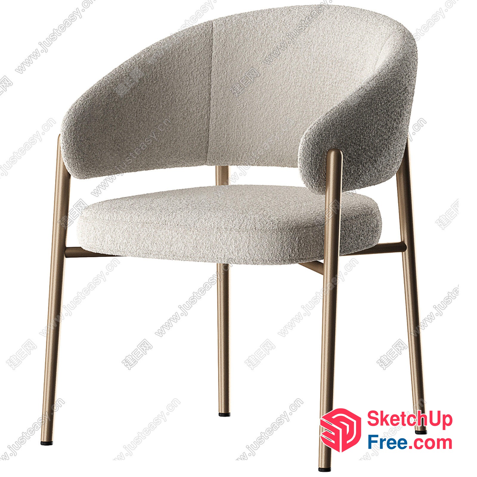 Modern Minimalist Japanese Style Creamy Style Armchair 3D SketchUp File