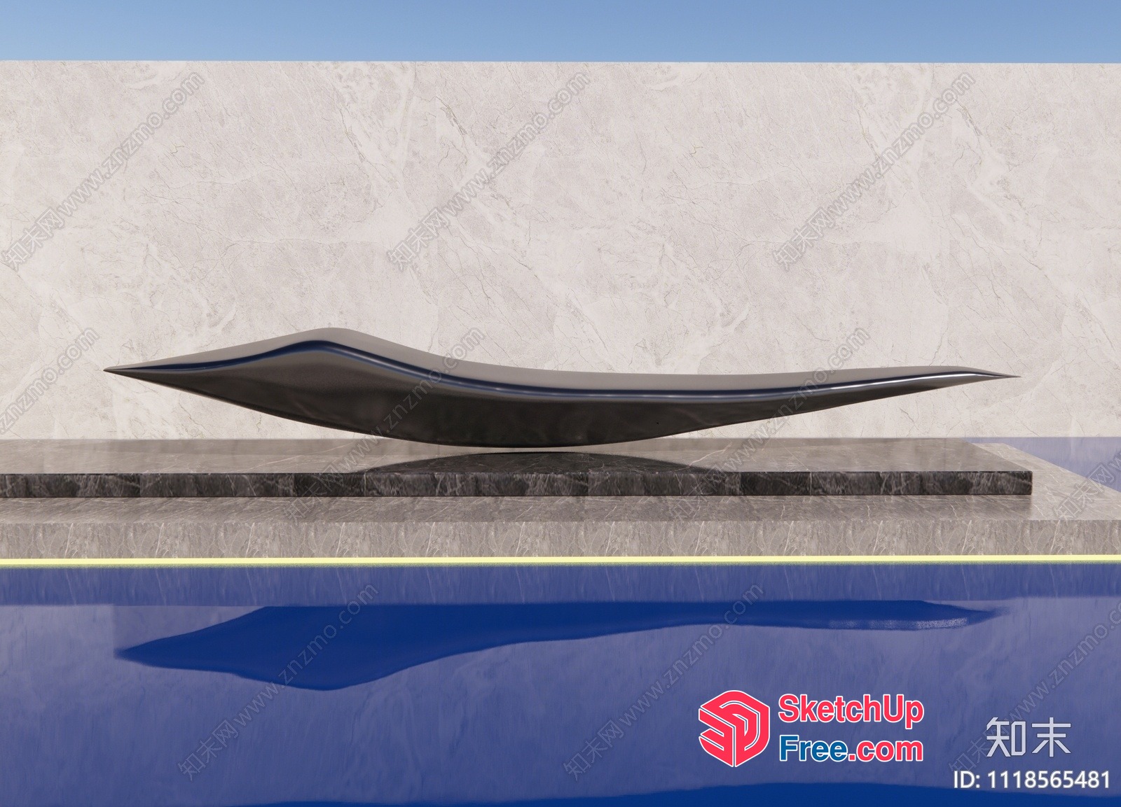 Sleek Modern Sculptural Outdoor Poolside Lounge Chair 3D SketchUp File