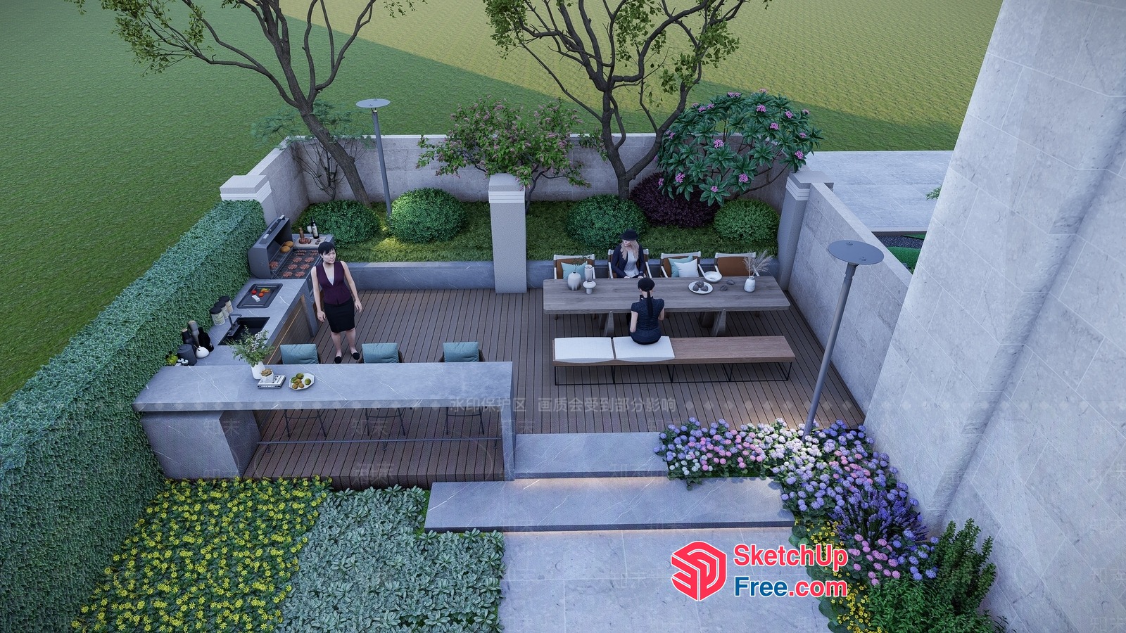 Modern Outdoor Dining Space With Elegant Decor 3D SketchUp File