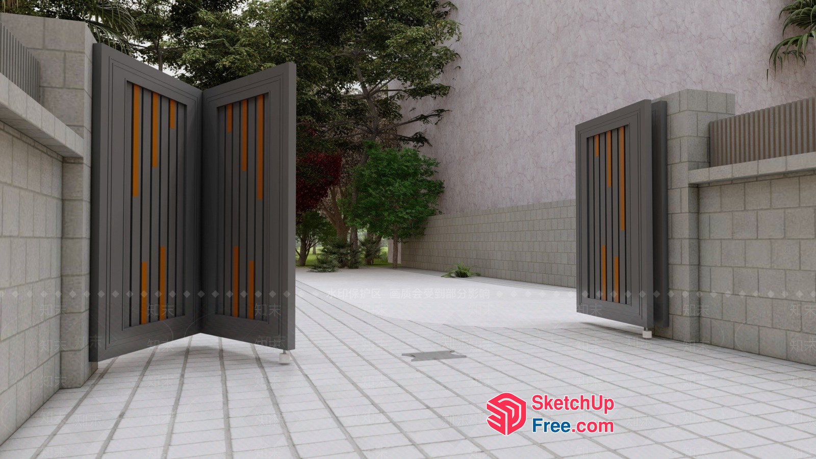 Partition Screen With Grey And Brown Panels 3D SketchUp File