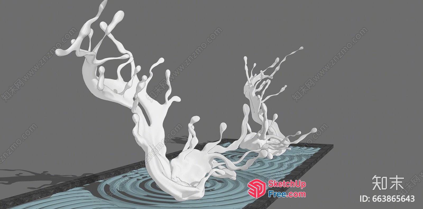 3D Water Splash On A Floating Platform 3D SketchUp File