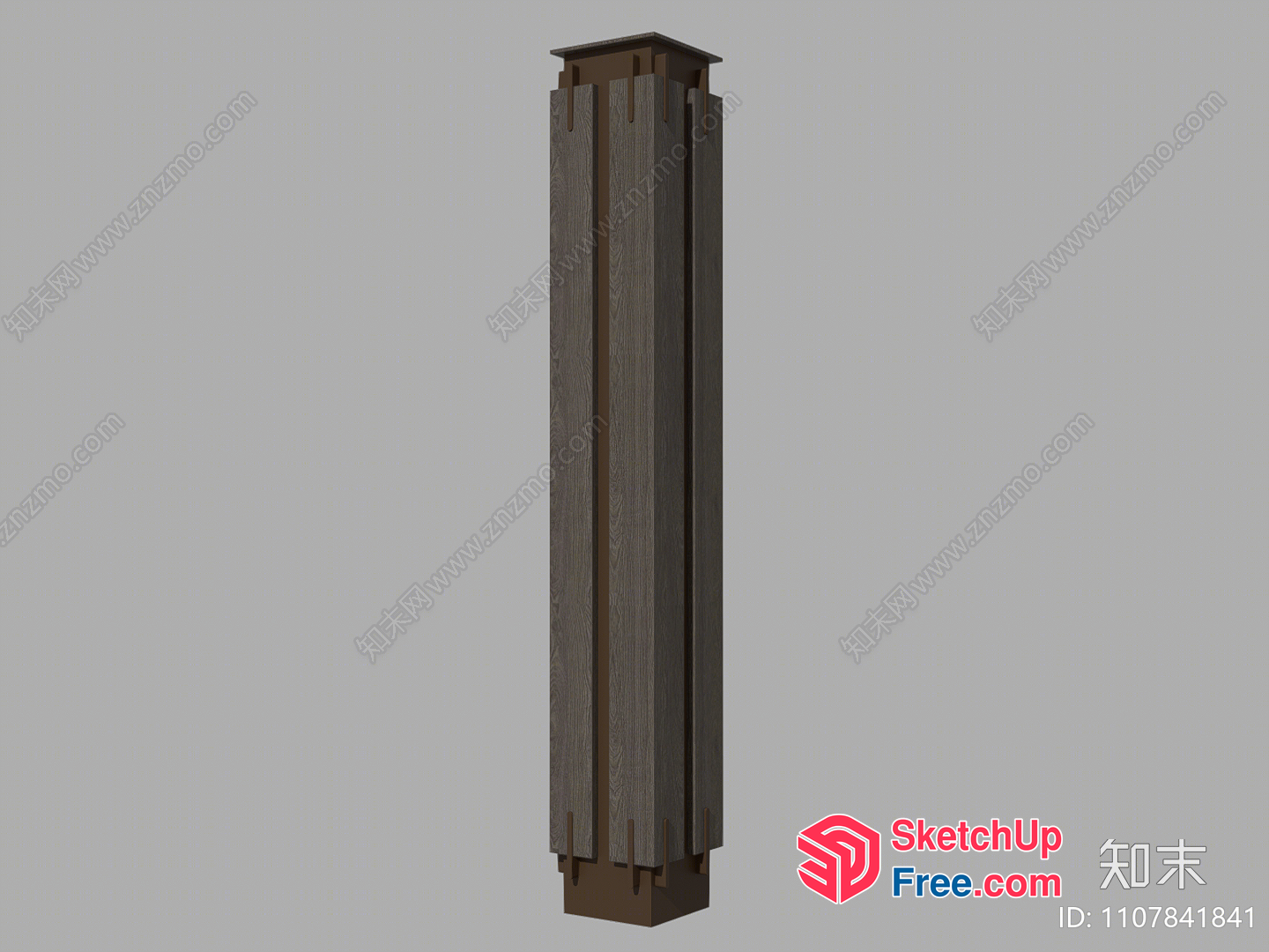 Tall Pillar With Wooden Texture 3D SketchUp File