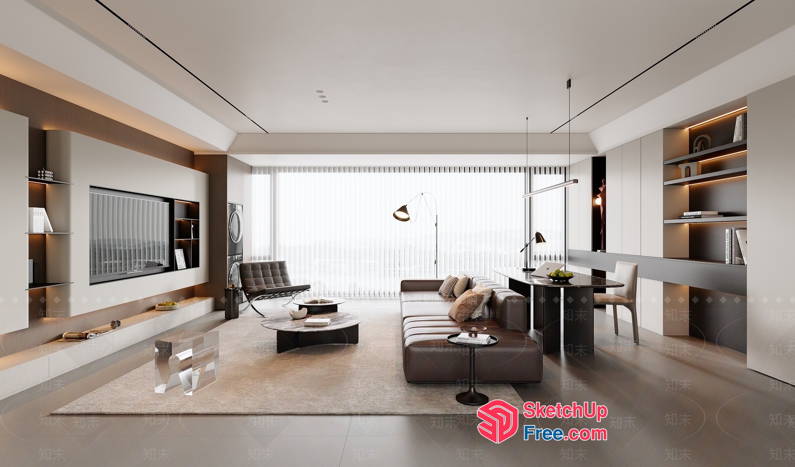 Modern Minimalist Living Room With Neutral Tones 3D SketchUp File