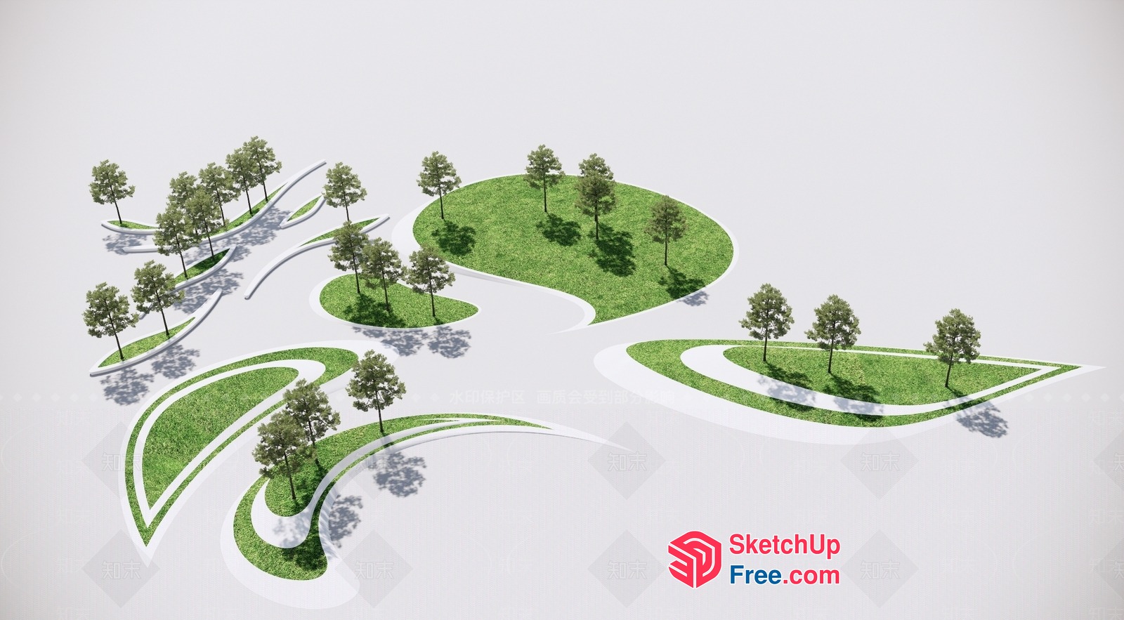 Modern Greenery Landscape Design 3D SketchUp File
