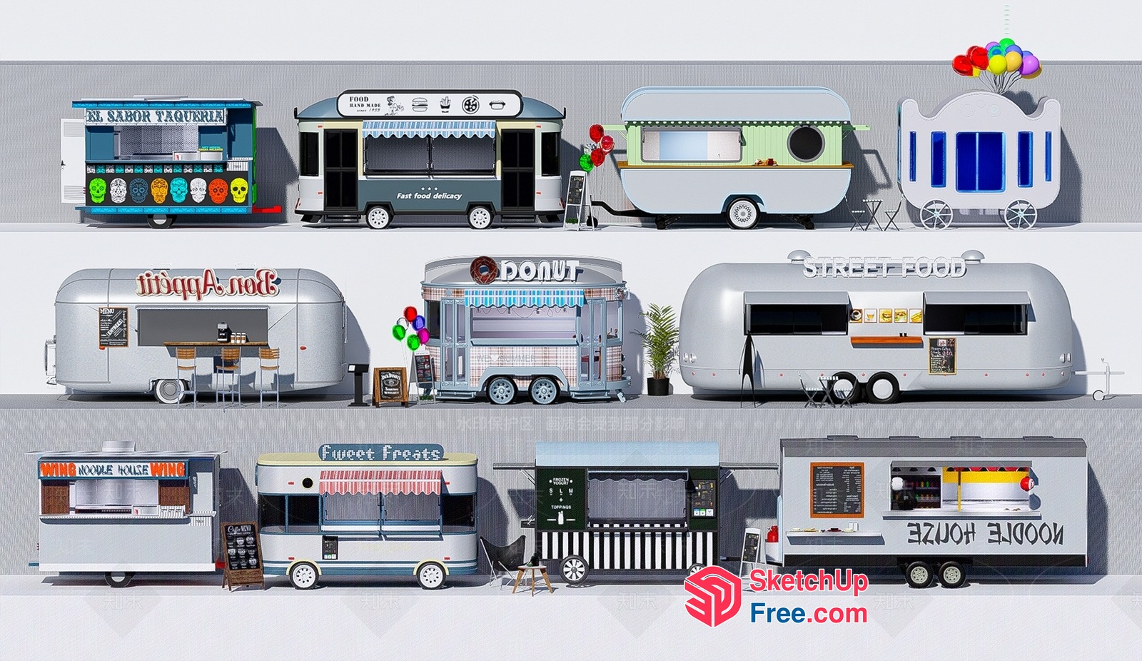 Food Truck Collection 3D SketchUp File