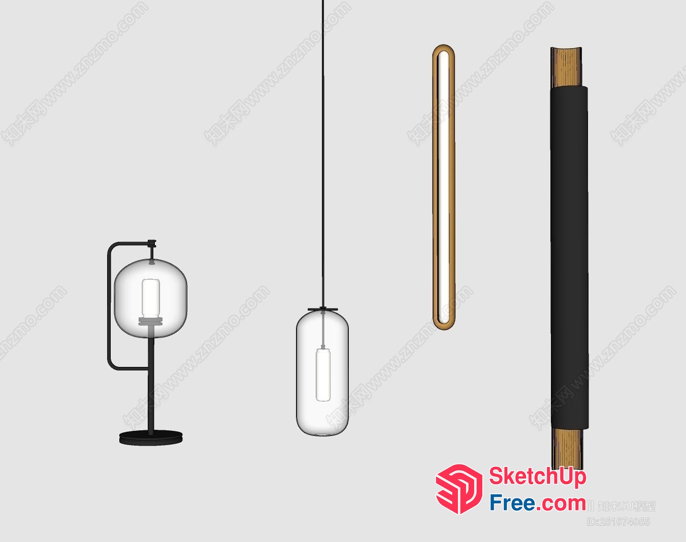 Minimalist Modern Glass And Metal Lighting Collection 3D SketchUp File