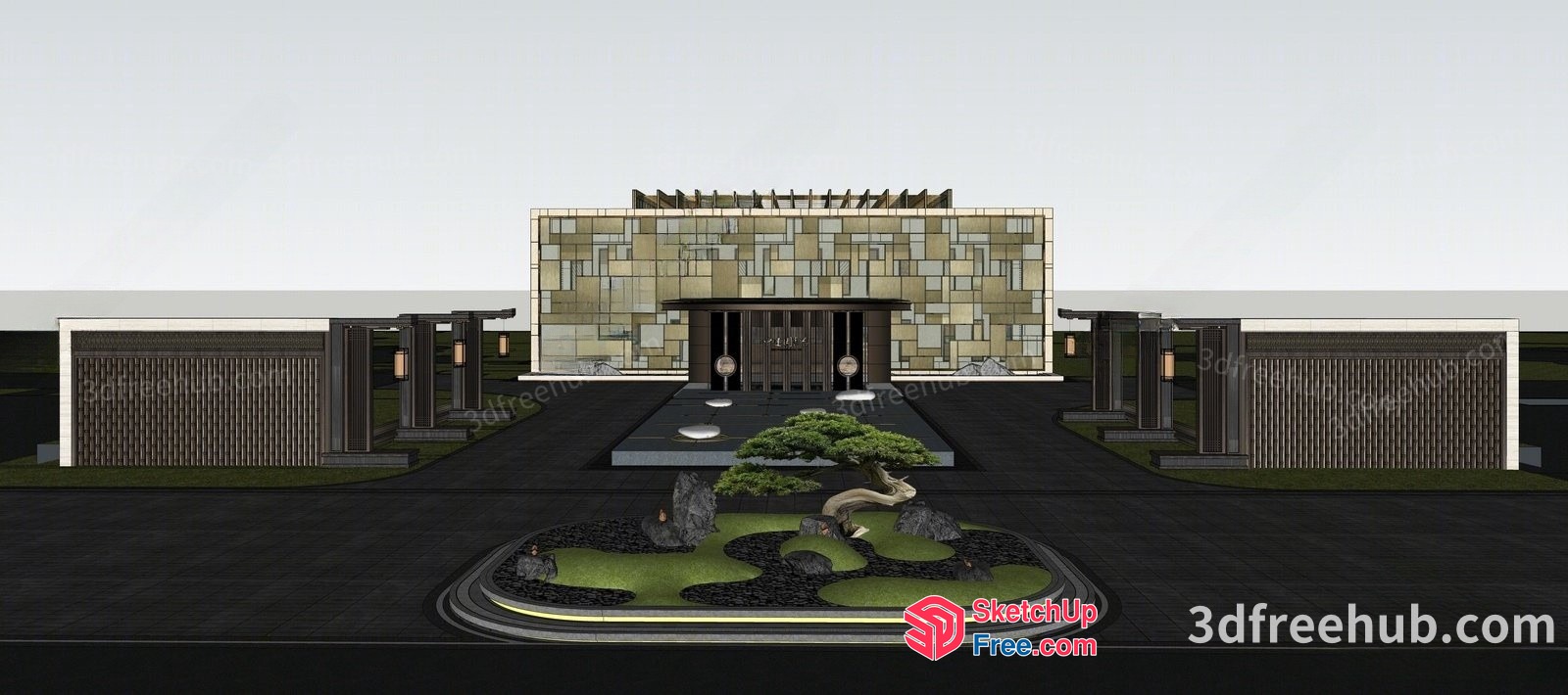 Japanese-Style Villa With Serene Courtyard 3D SketchUp File