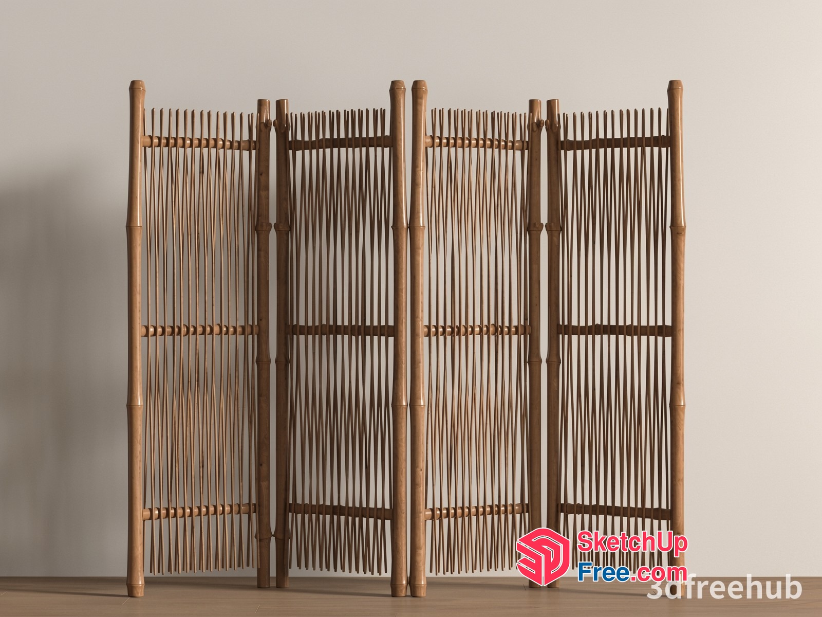 Partition Screen With Wooden Structure 3D SketchUp File