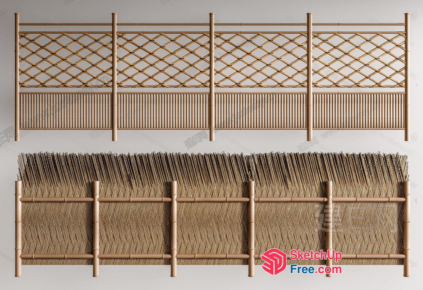 Decorative Fence With Ornate Lattice And Fringe 3D SketchUp File