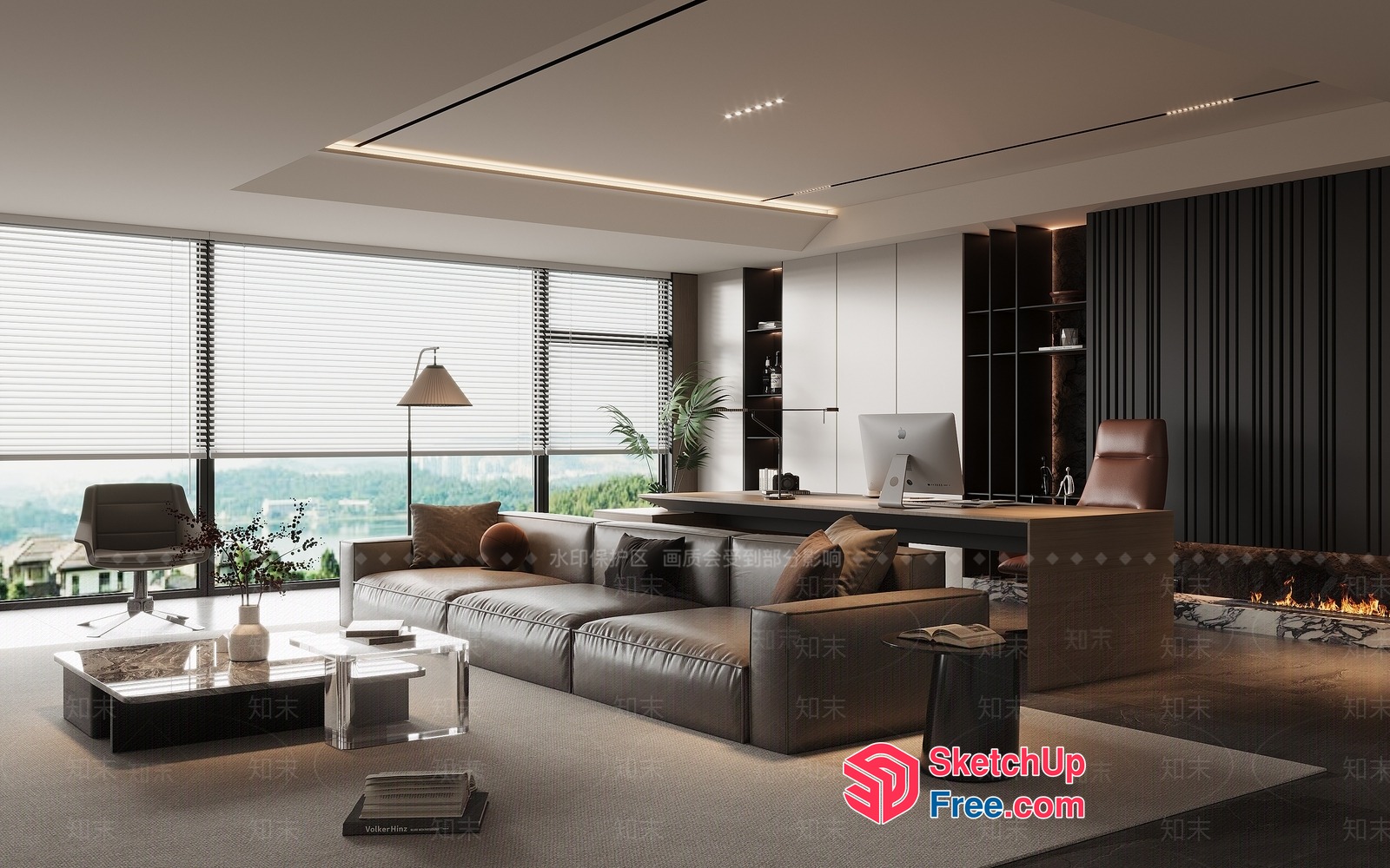 Modern Office Space With Minimalist Furniture And Natural Light 3D SketchUp File