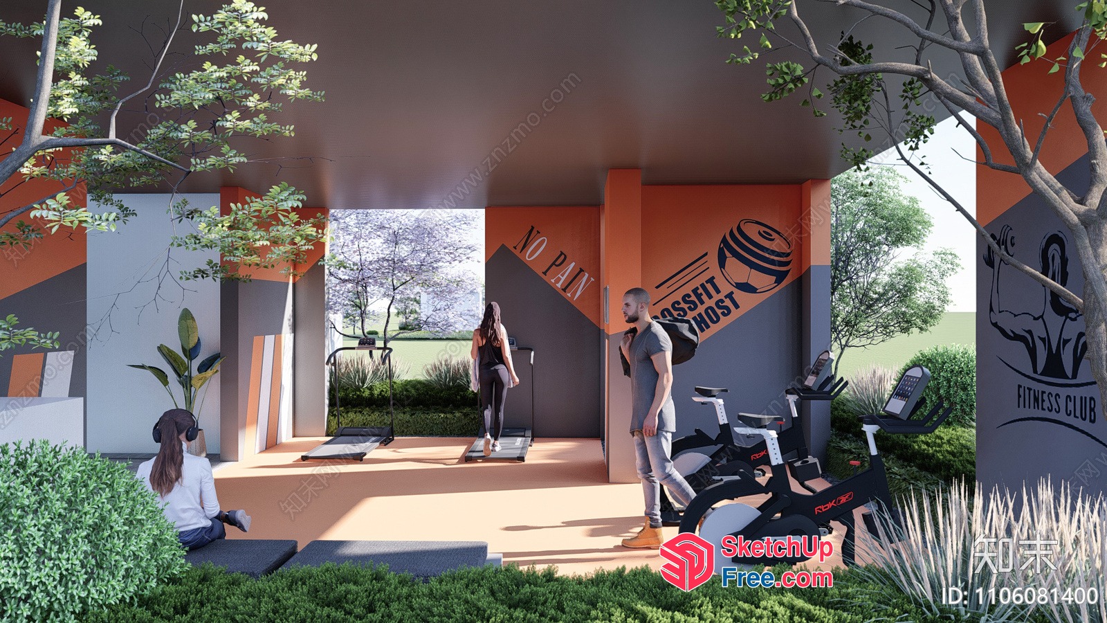 Outdoor Fitness Area With Unique Design Elements 3D SketchUp File