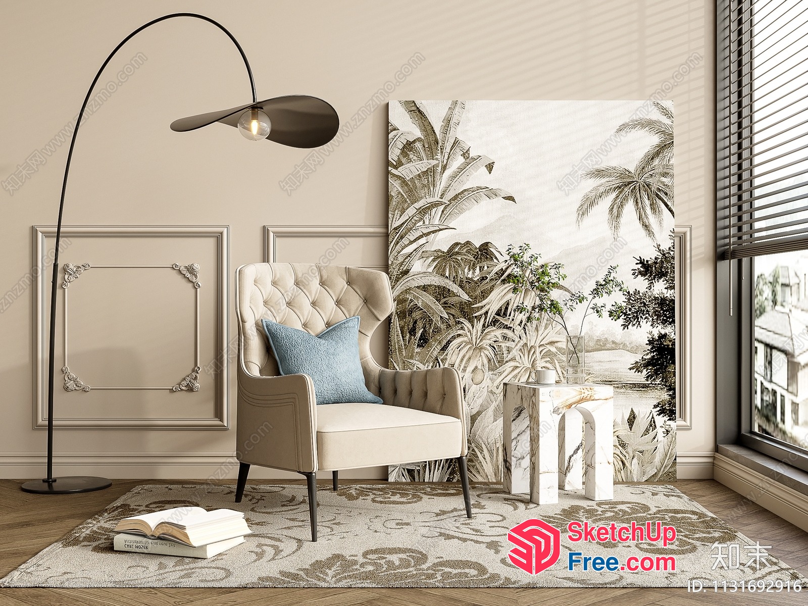 Elegant Tropical Interior With Comfortable Seating And Natural Light 3D SketchUp File