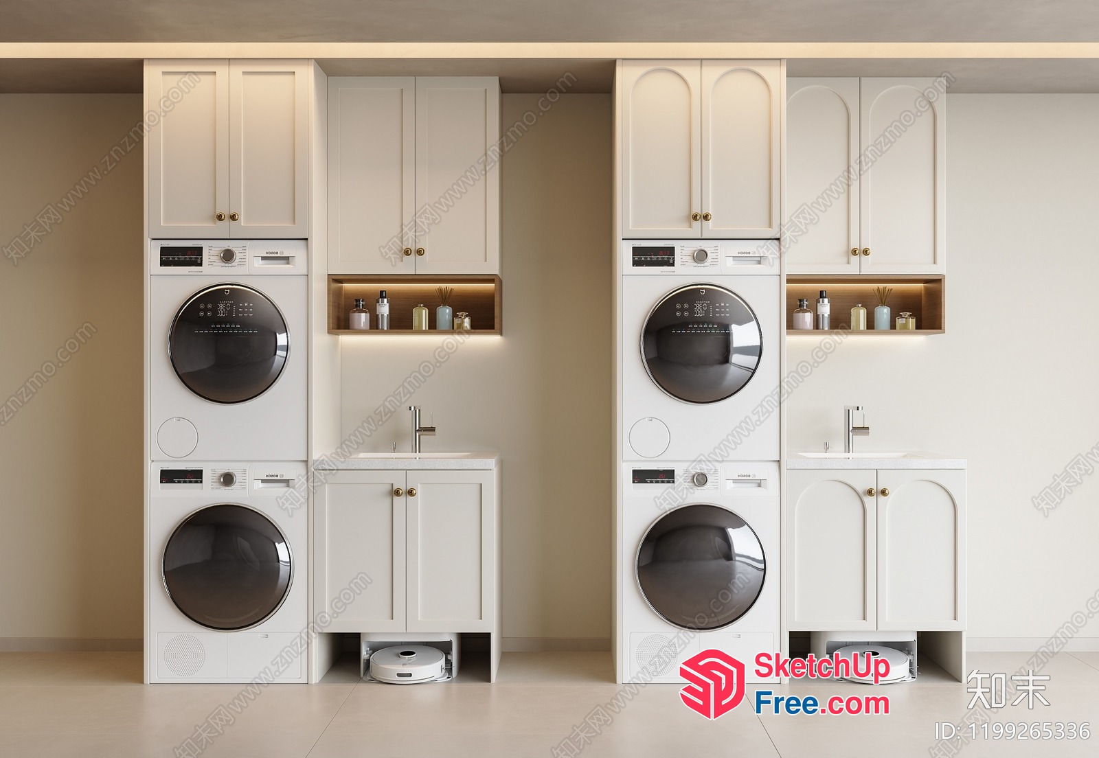 Elegant White Laundry Room With Modern Appliances 3D SketchUp File