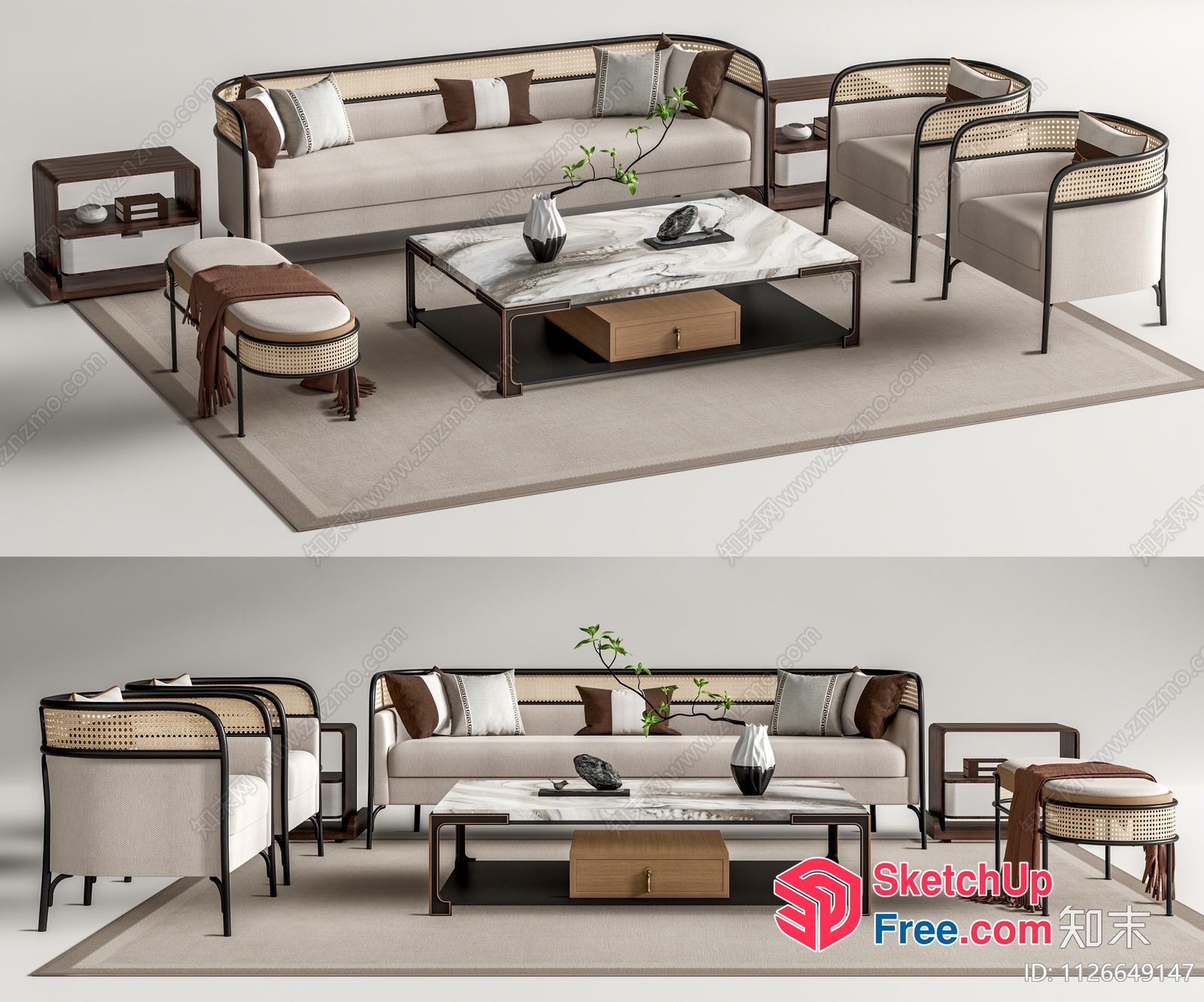 Modern Living Room Furniture Set 3D SketchUp File