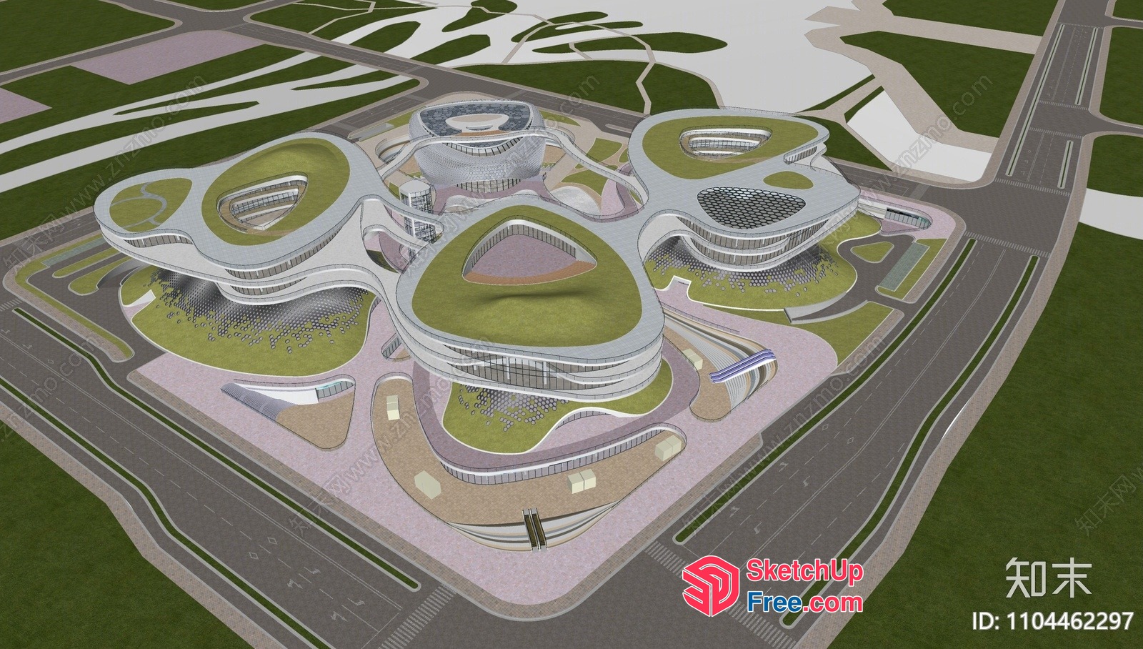 Futuristic Modern Architecture Building Complex 3D SketchUp File