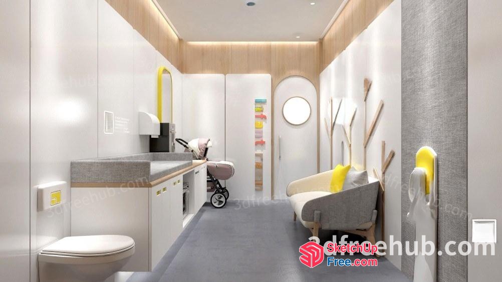 Modern Minimalist Bathroom Interior Design 3D SketchUp File