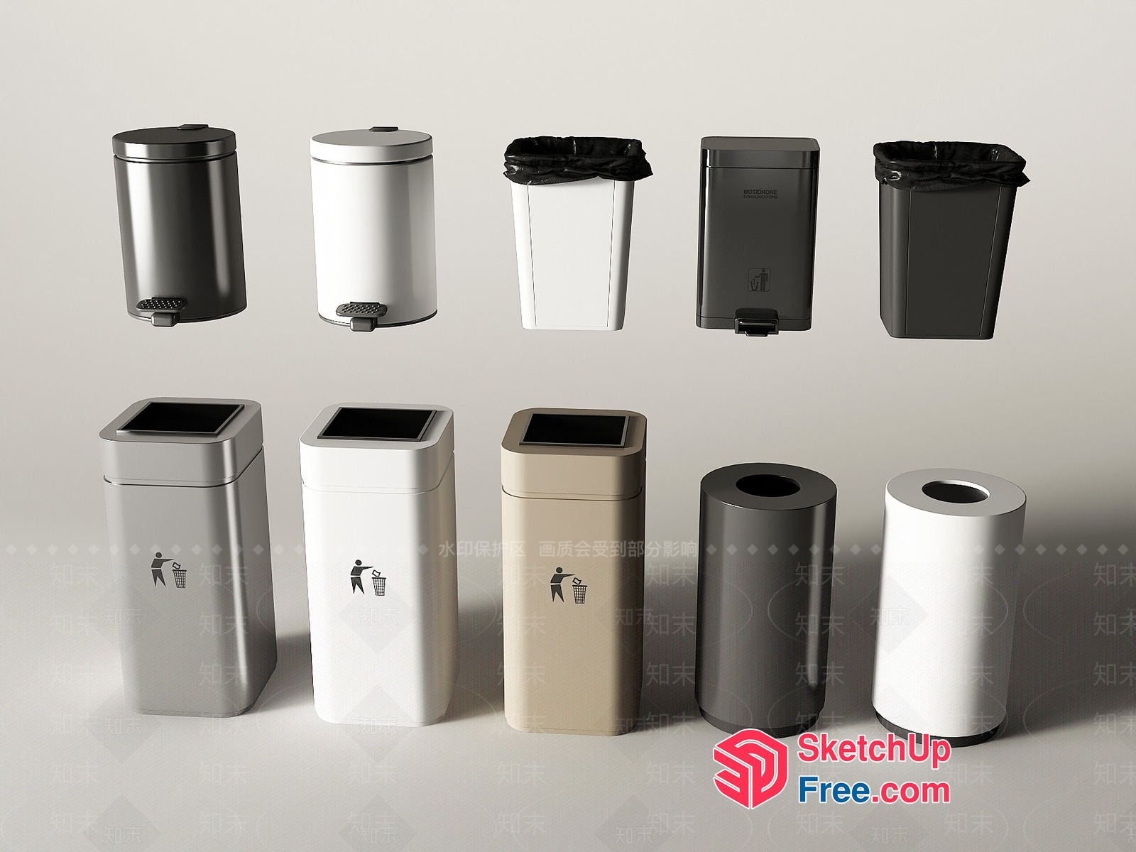 Modern Trash Cans For Clean And Efficient Waste Management 3D SketchUp File