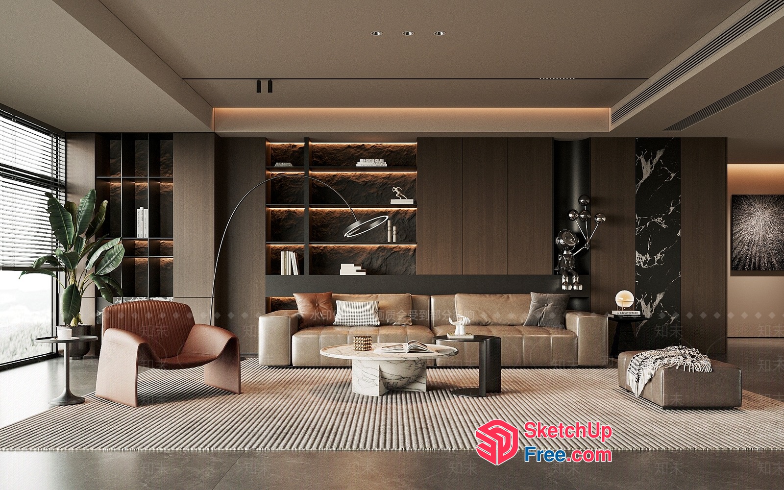 Modern Living Room With Sleek Furniture And Natural Light 3D SketchUp File